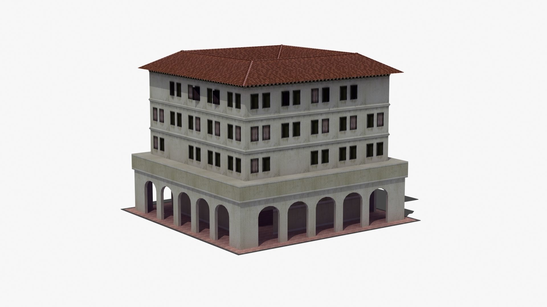 Roman Apartment Building Low-poly 3D model_21