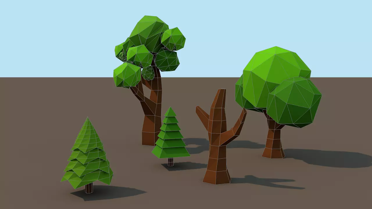 Trees pak Low-poly 3D model_0