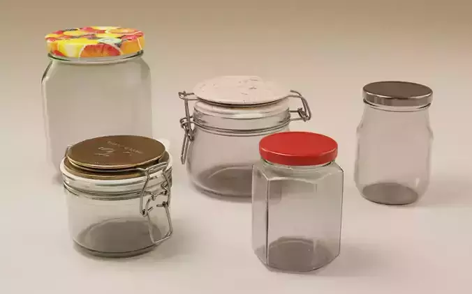 Mason jar set 3D model