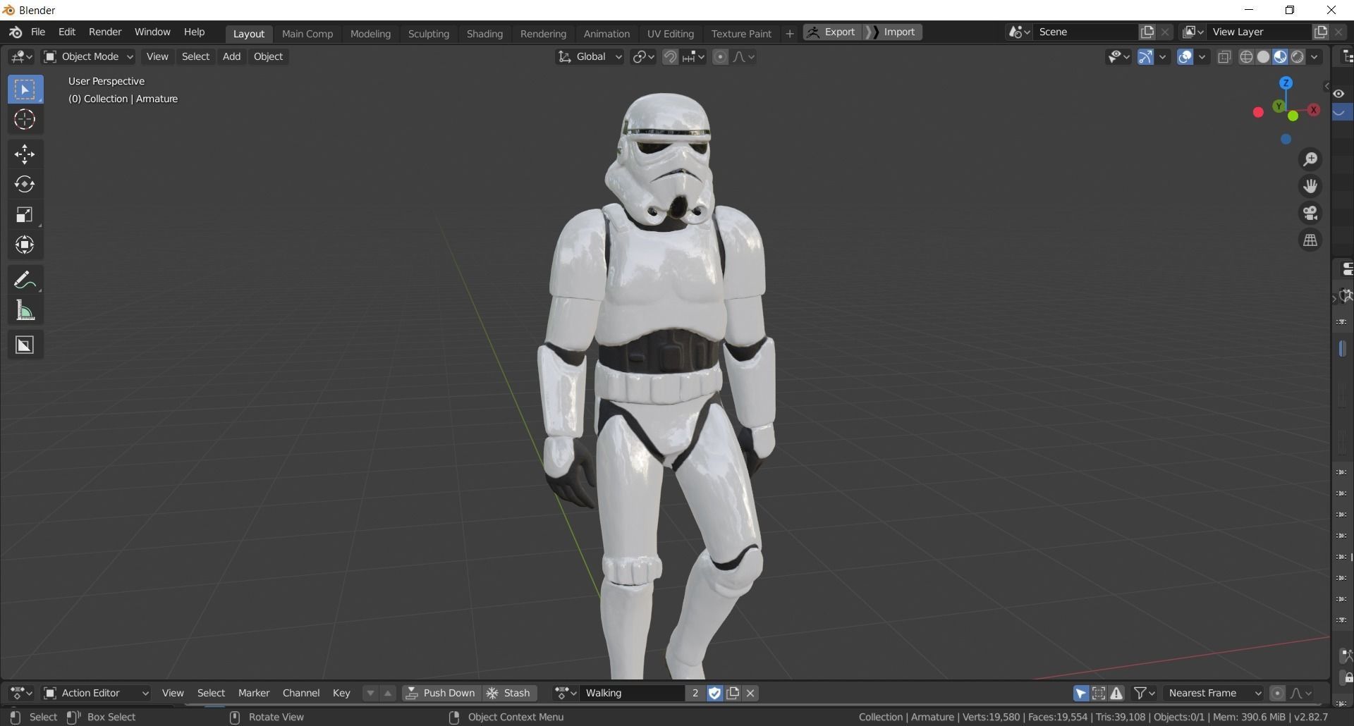 Stormtrooper rigged Low-poly 3D model_11