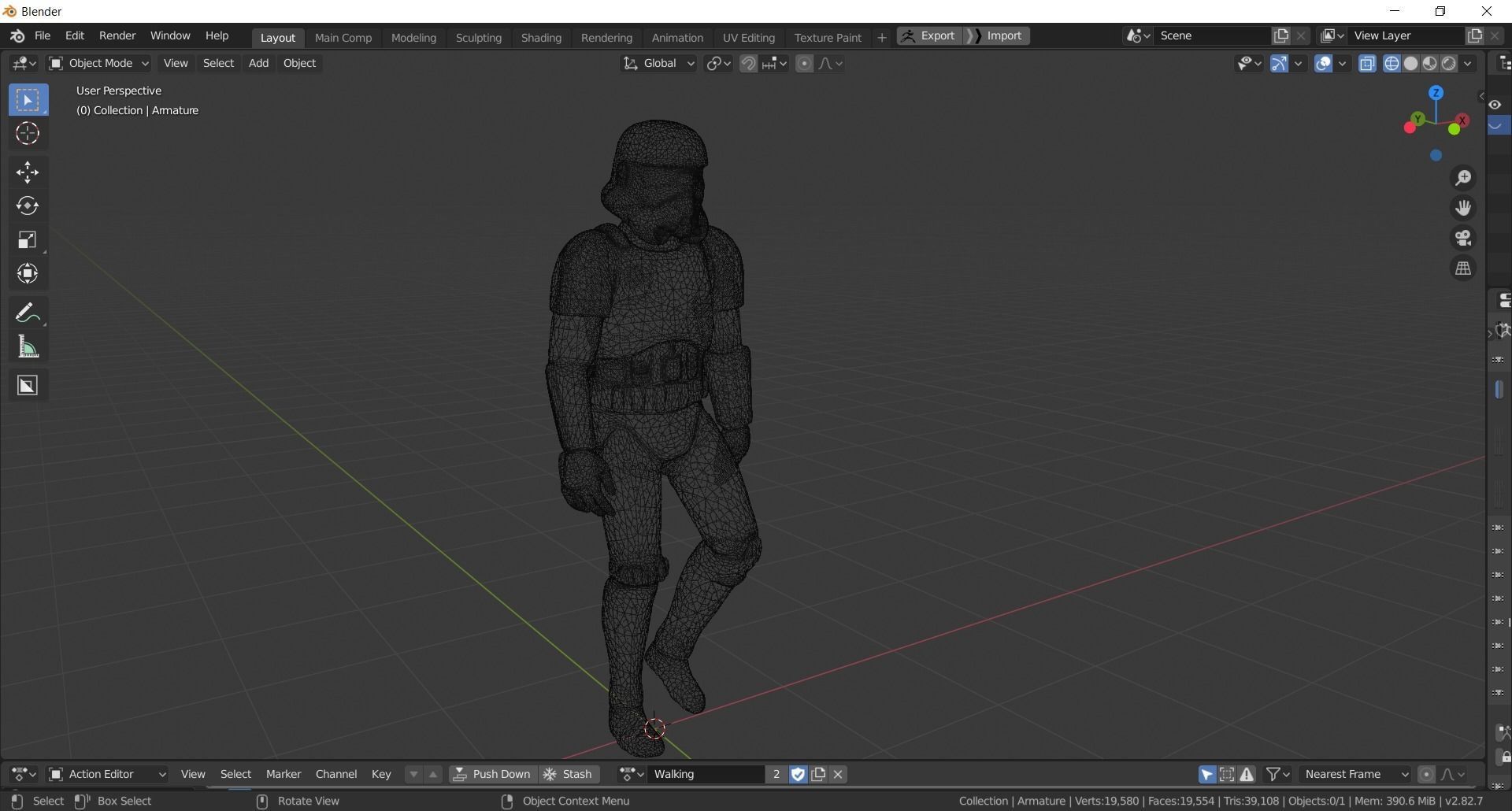 Stormtrooper rigged Low-poly 3D model_13
