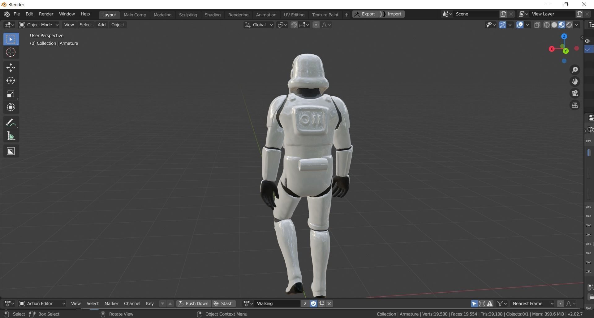 Stormtrooper rigged Low-poly 3D model_12