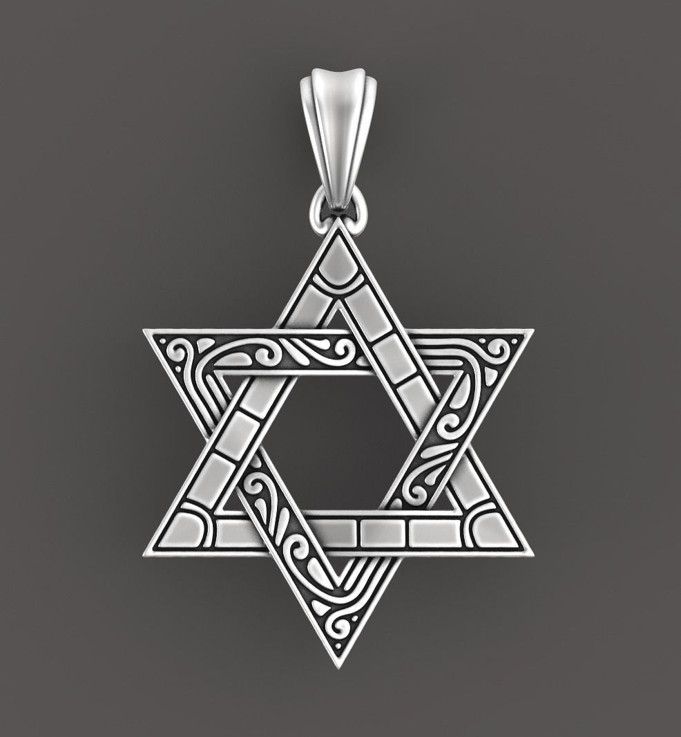 Star of David pendant 3D print model_2