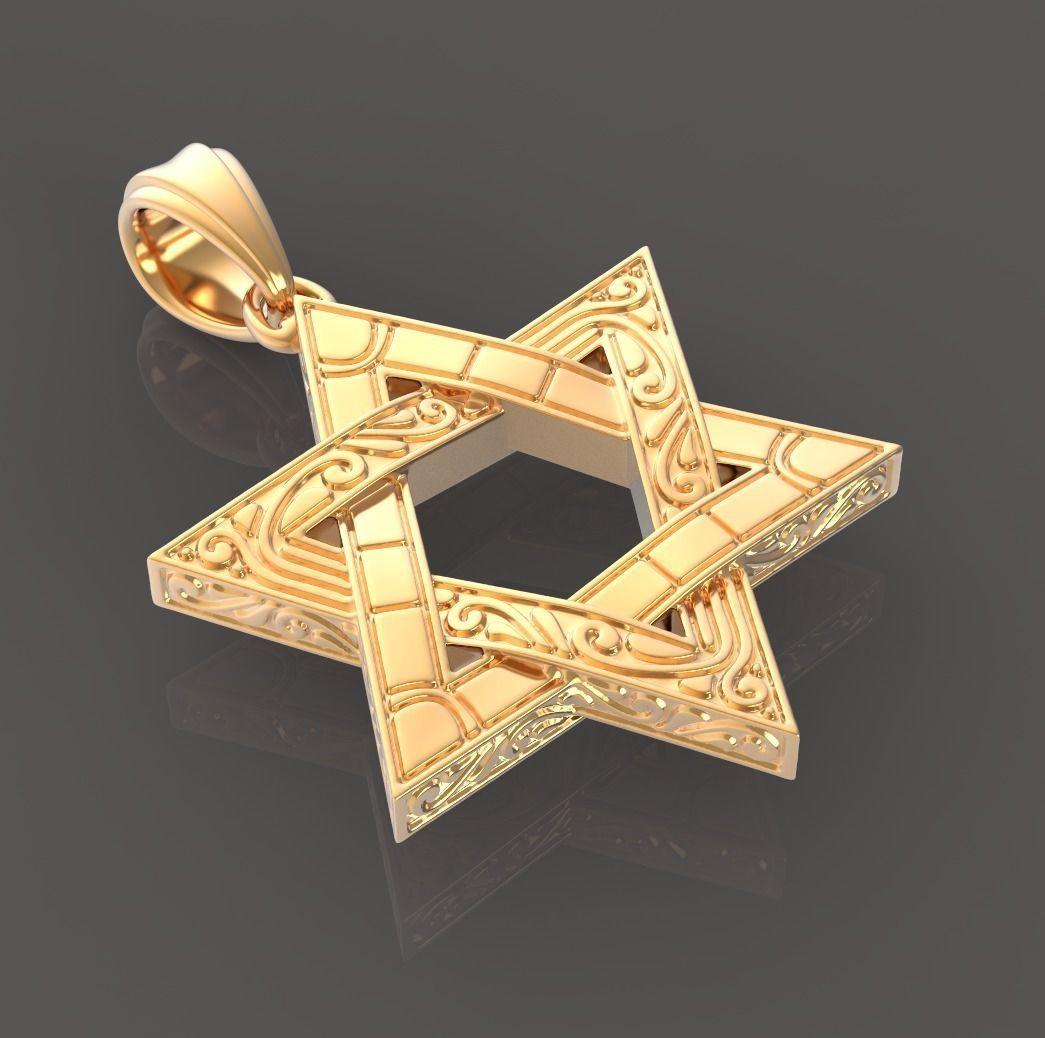 Star of David pendant 3D print model_8