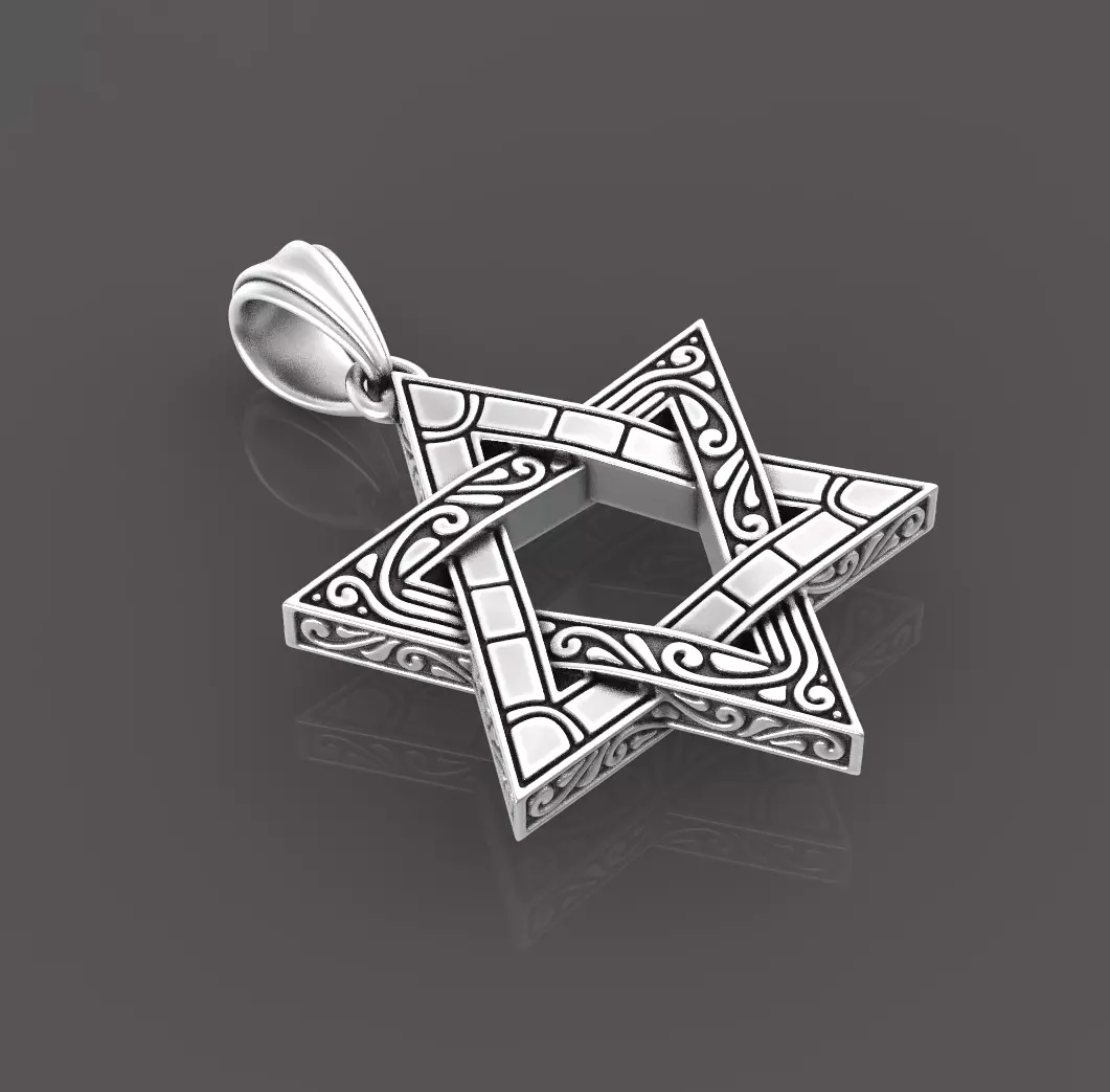 Star of David pendant 3D print model_0