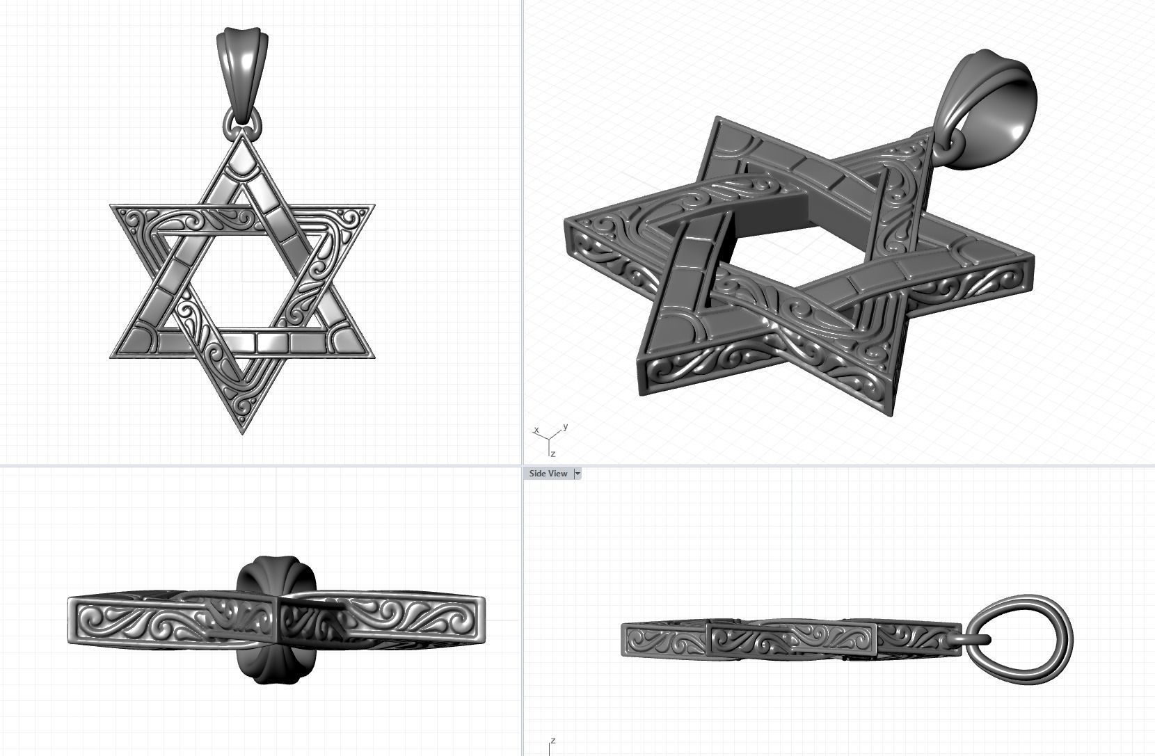 Star of David pendant 3D print model_6