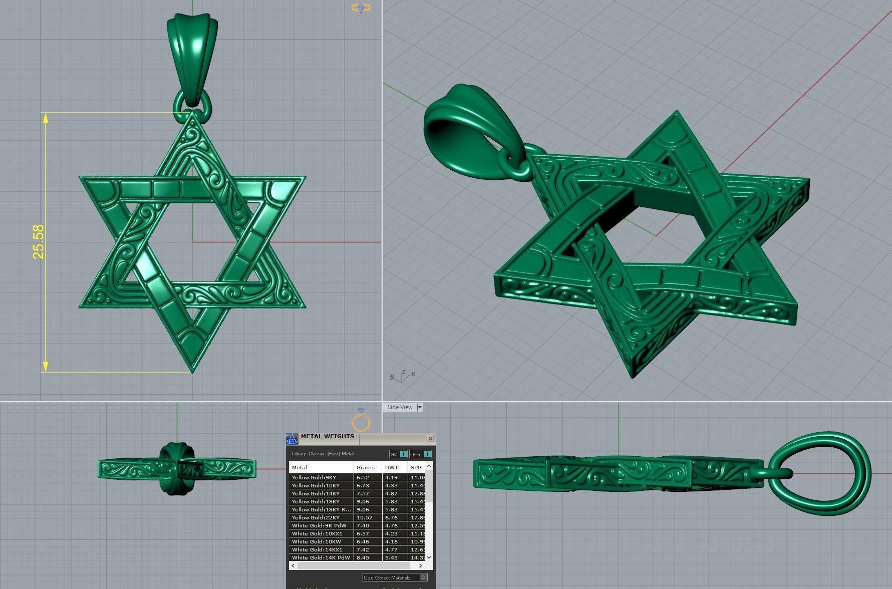 Star of David pendant 3D print model_4