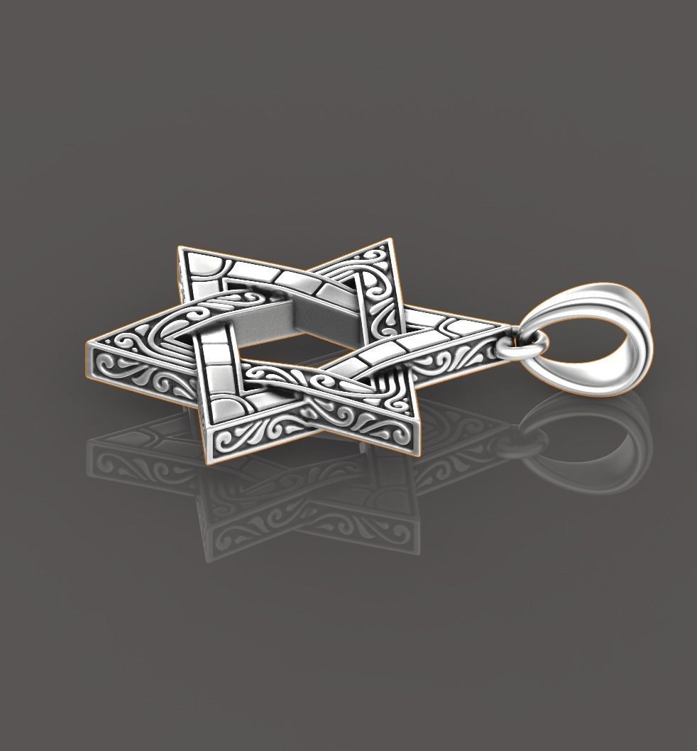 Star of David pendant 3D print model_1