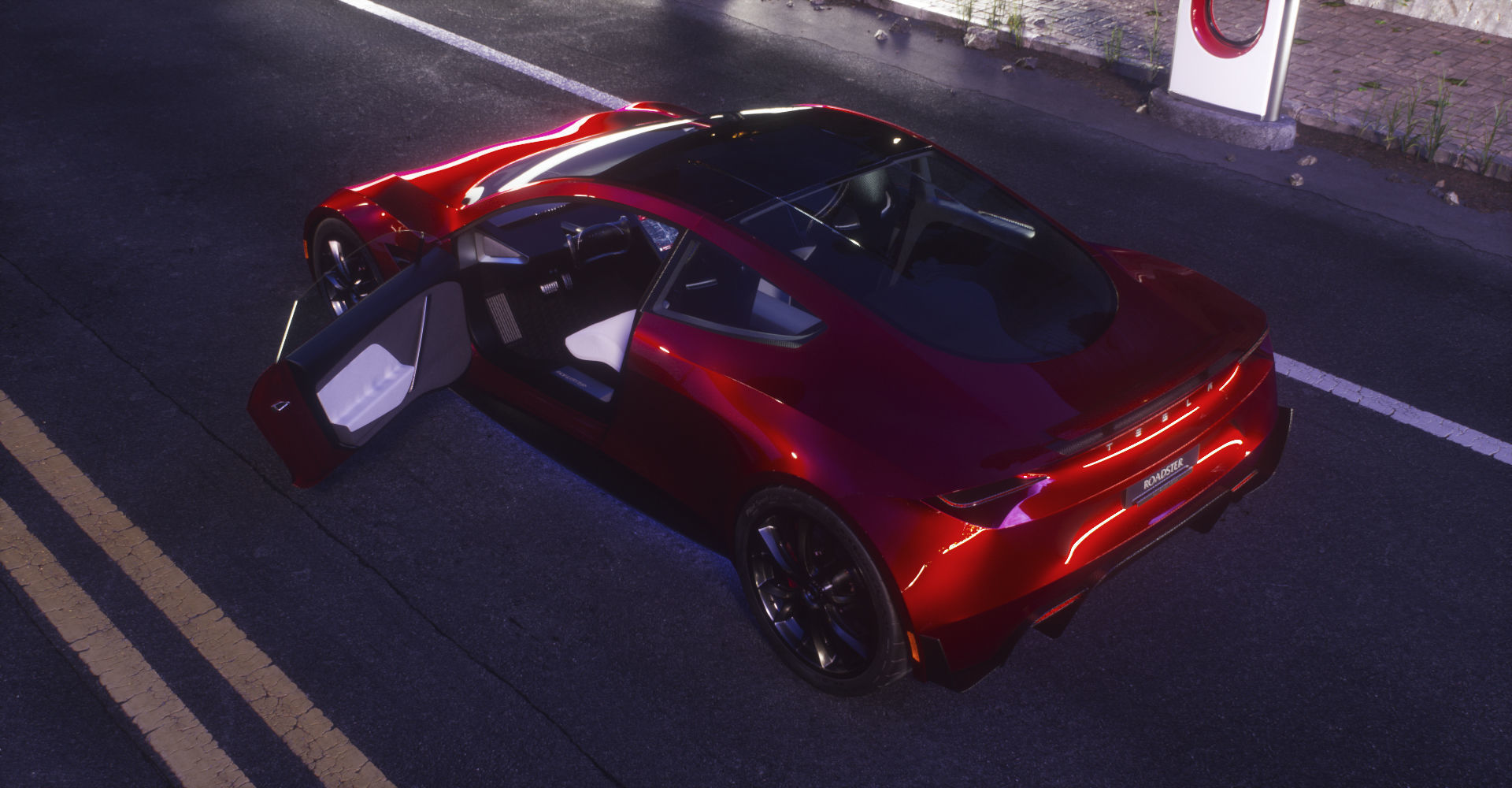 Tesla Roadster 2 Electric Supercar Low-poly 3D model_10