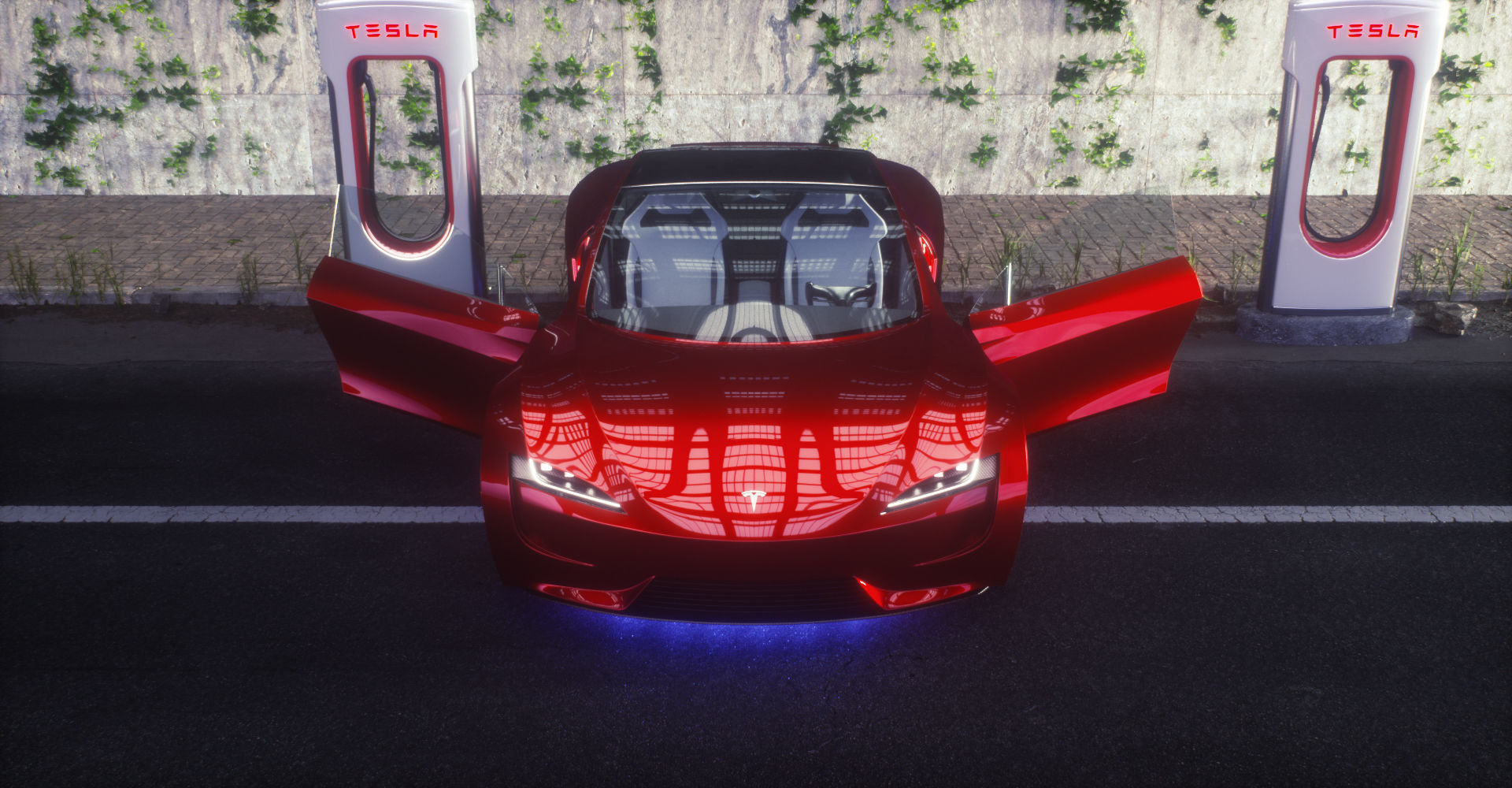 Tesla Roadster 2 Electric Supercar Low-poly 3D model_38