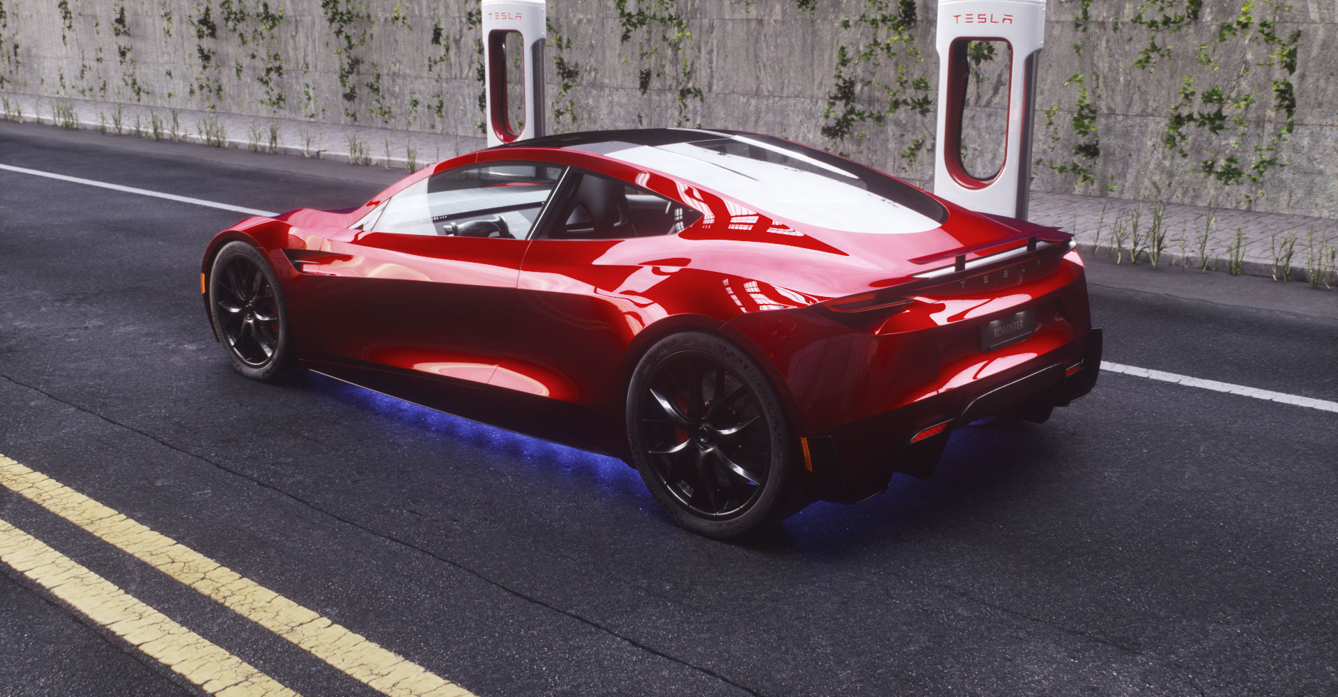 Tesla Roadster 2 Electric Supercar Low-poly 3D model_9