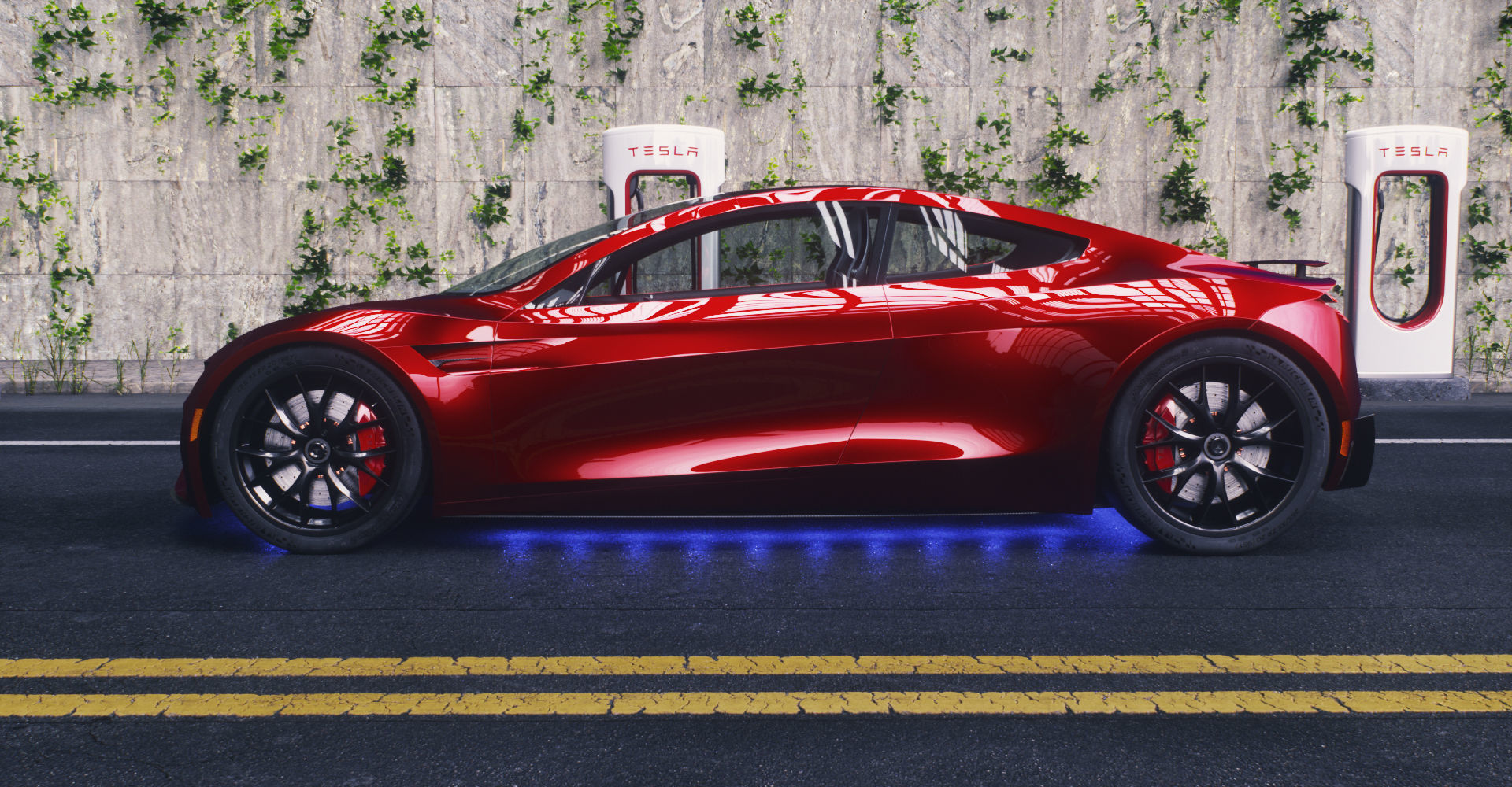 Tesla Roadster 2 Electric Supercar Low-poly 3D model_7