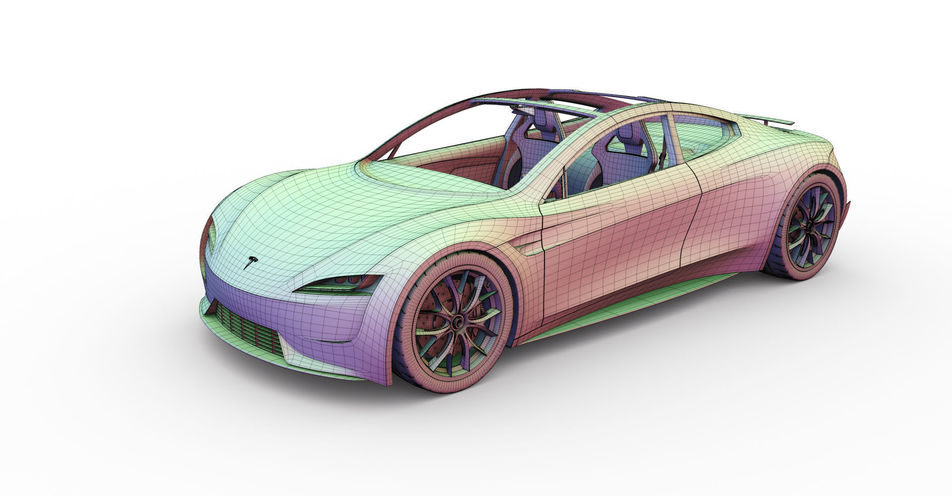 Tesla Roadster 2 Electric Supercar Low-poly 3D model_6
