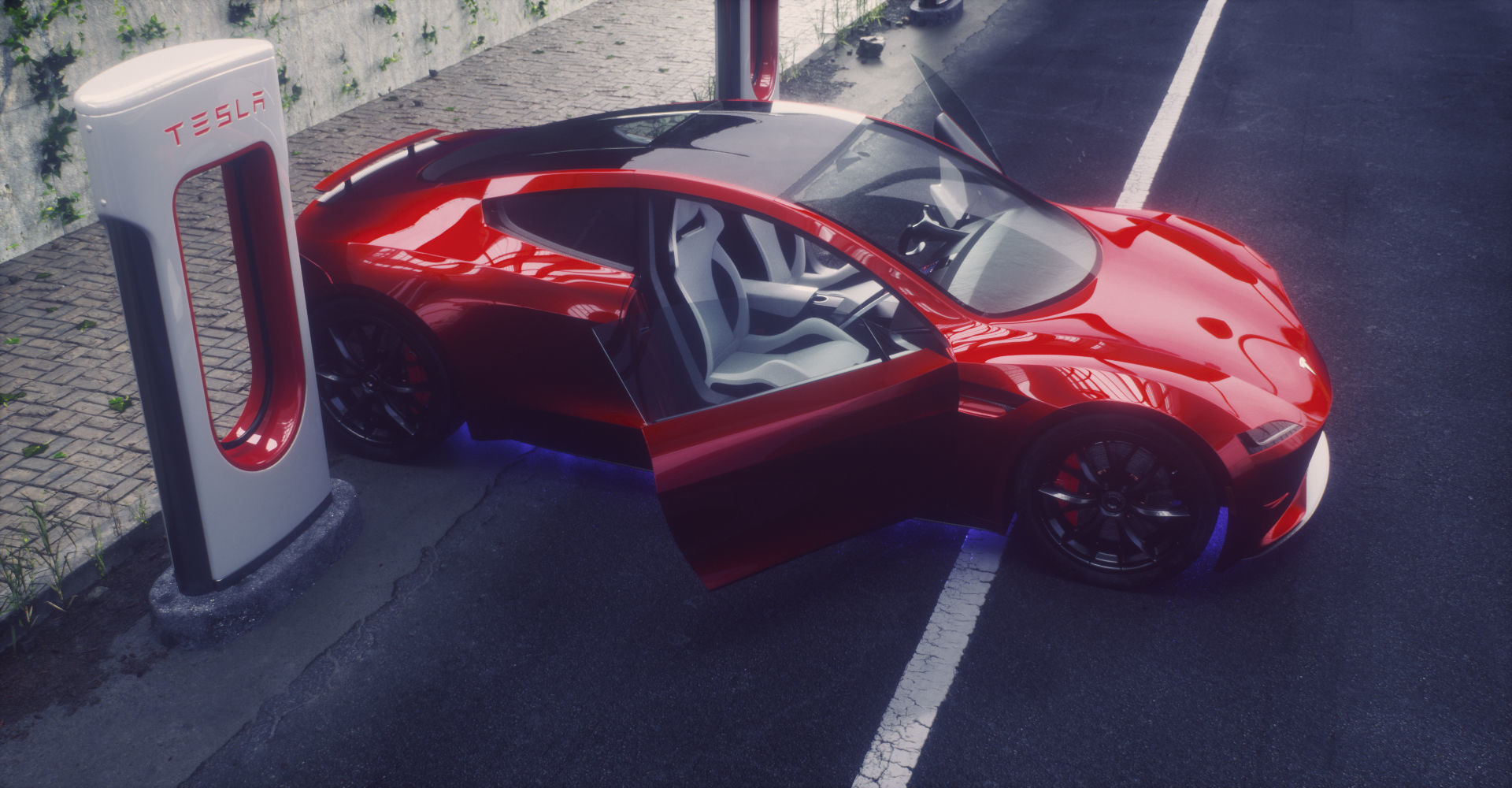 Tesla Roadster 2 Electric Supercar Low-poly 3D model_40