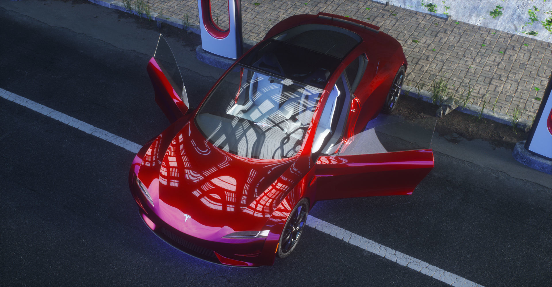 Tesla Roadster 2 Electric Supercar Low-poly 3D model_39