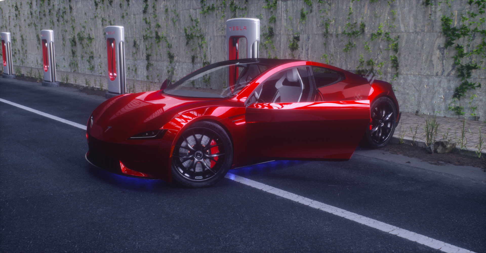 Tesla Roadster 2 Electric Supercar Low-poly 3D model_41