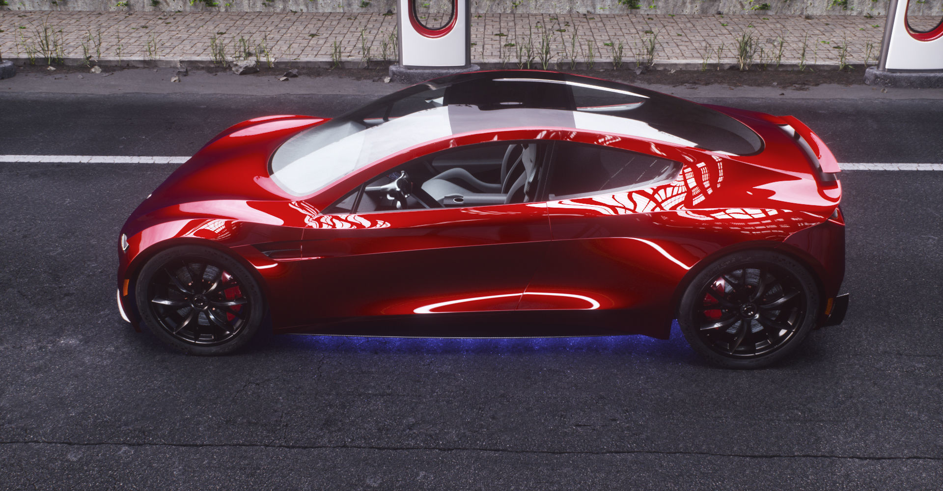 Tesla Roadster 2 Electric Supercar Low-poly 3D model_8