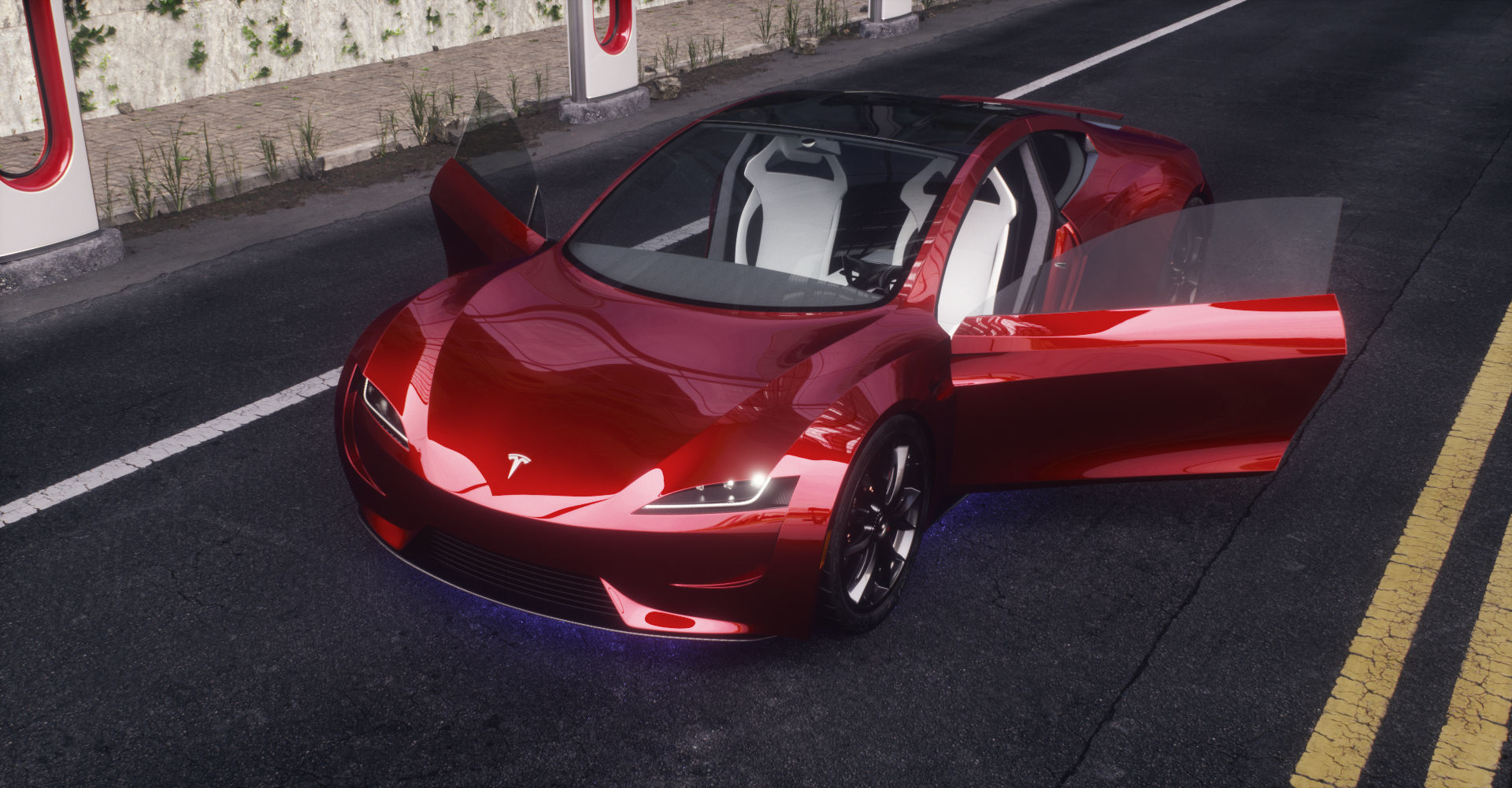 Tesla Roadster 2 Electric Supercar Low-poly 3D model_37