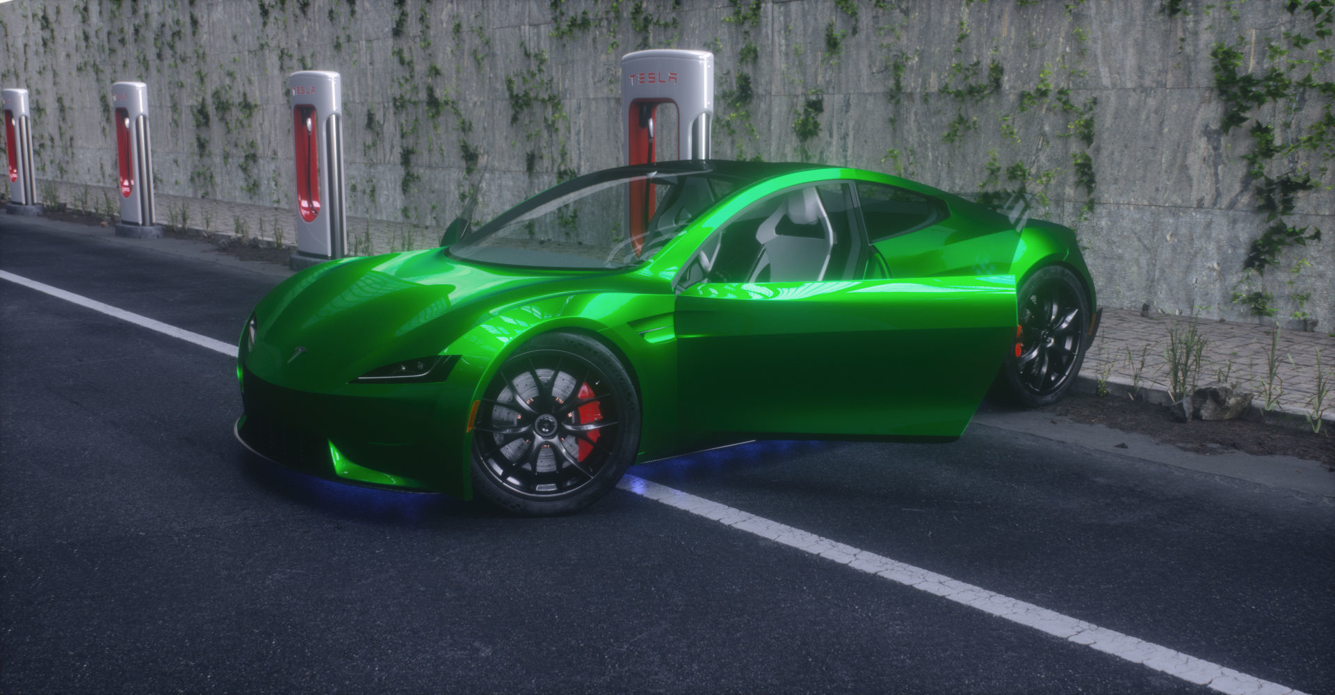 Tesla Roadster 2 Electric Supercar Low-poly 3D model_42