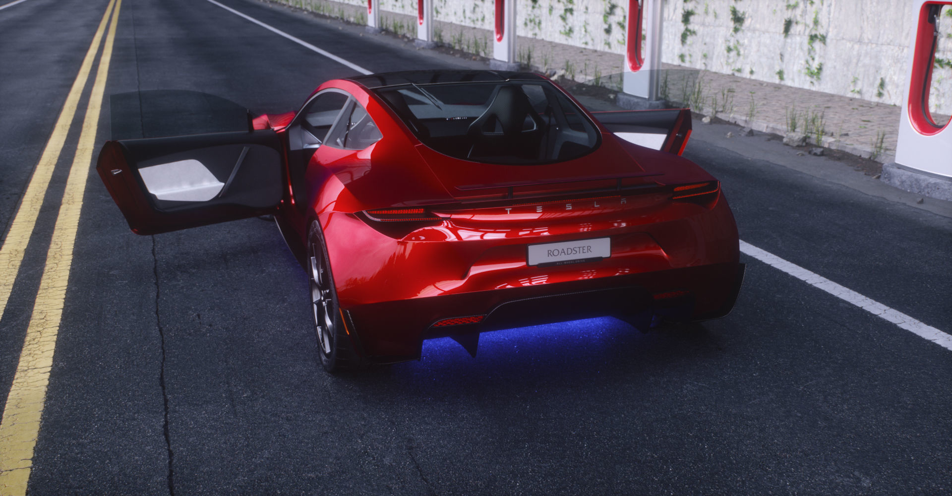 Tesla Roadster 2 Electric Supercar Low-poly 3D model_11