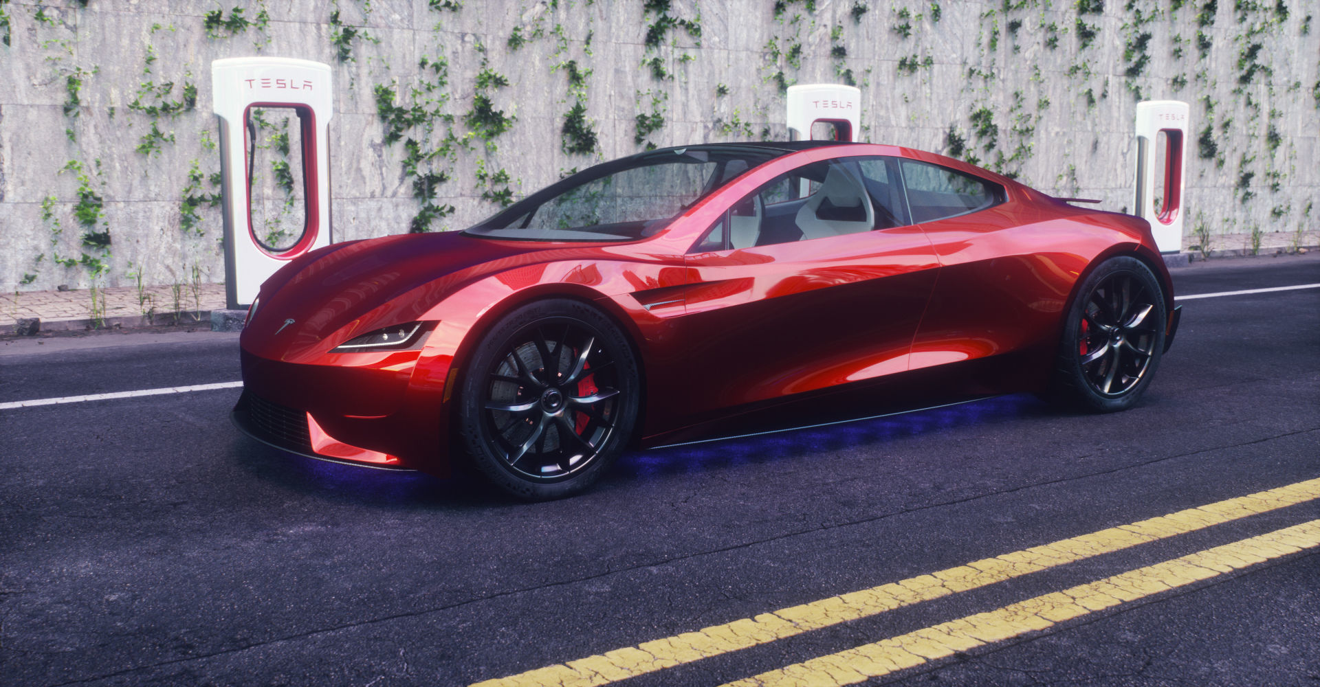 Tesla Roadster 2 Electric Supercar Low-poly 3D model_36