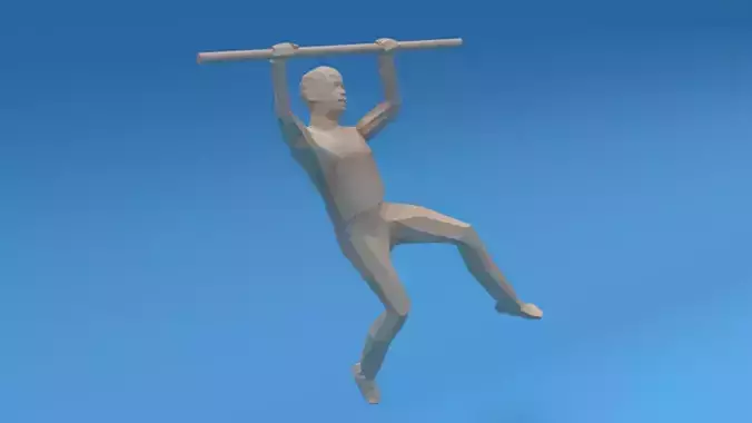 Low Poly Kid Hanging On Bar