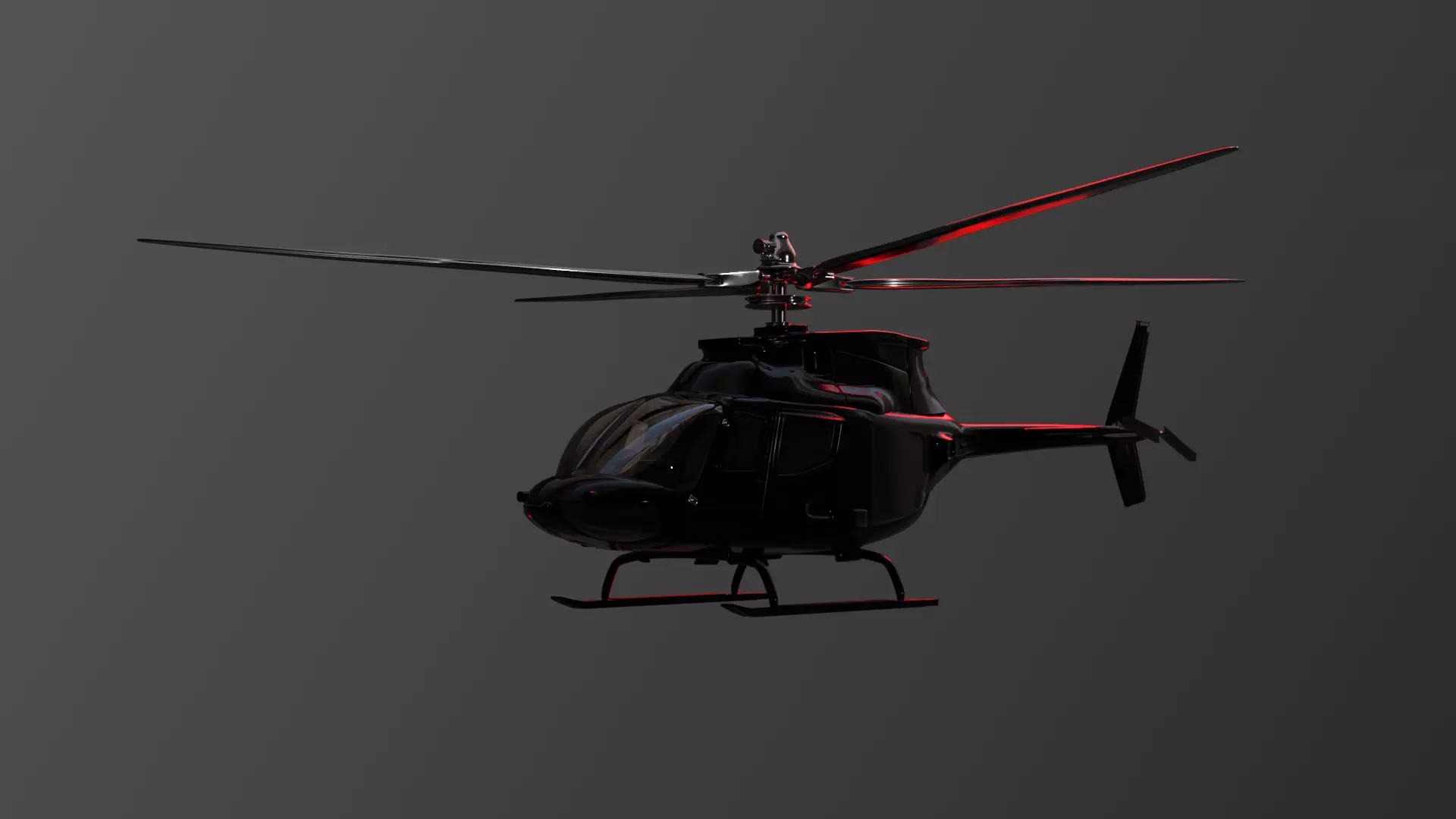 Helicopter with lights in sky 3D model_0