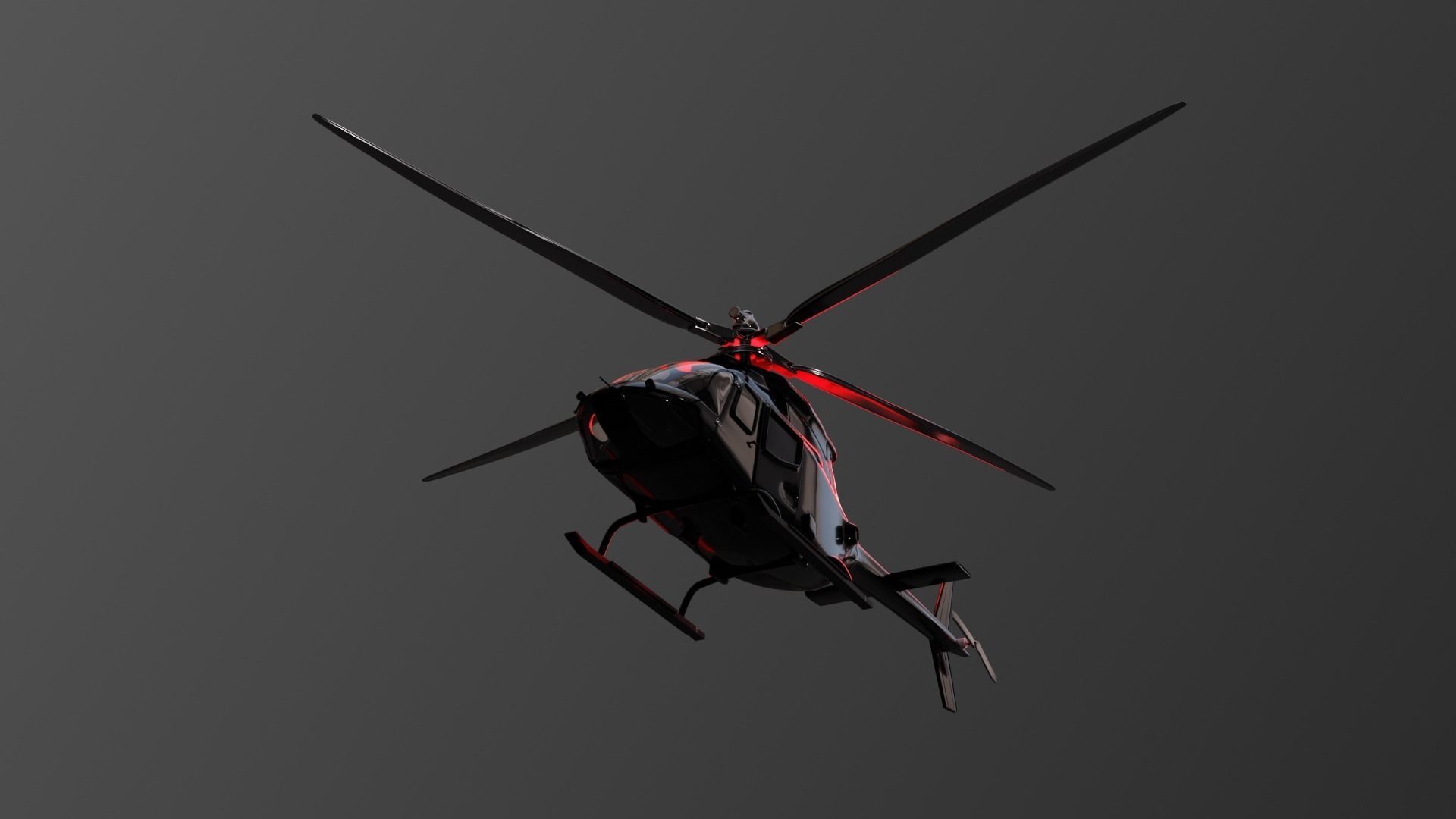 Helicopter with lights in sky 3D model_1