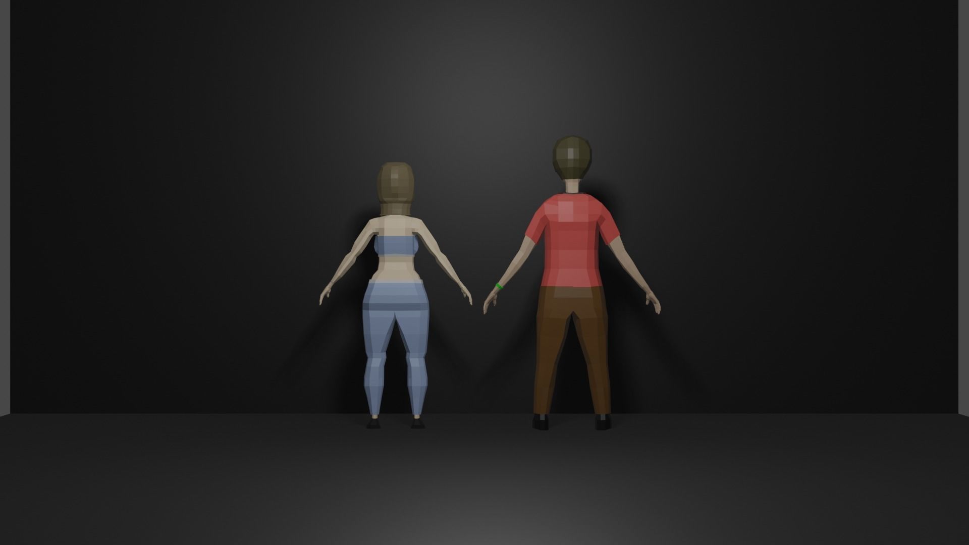 Low poly man and woman 3D model_1