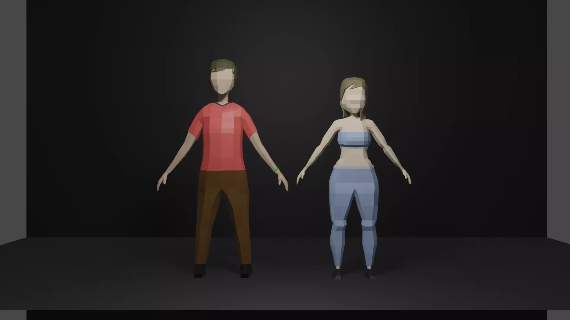 Low poly man and woman 3D model_0