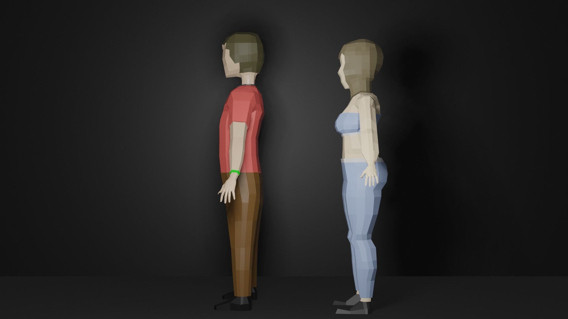 Low poly man and woman 3D model_2