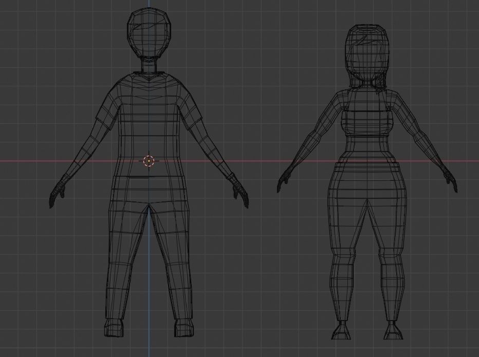 Low poly man and woman 3D model_3