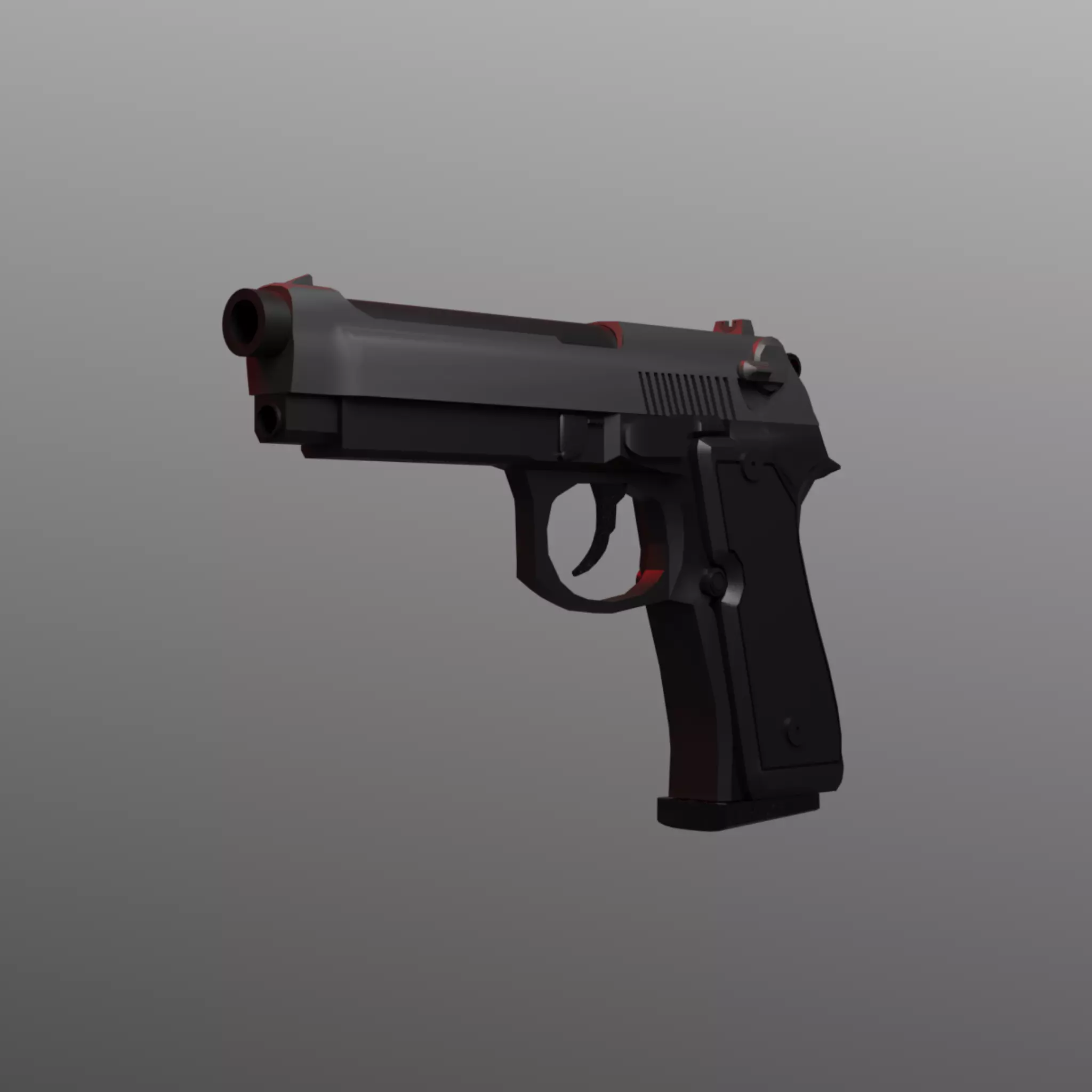 Beretta pistol Low-poly 3D model_0