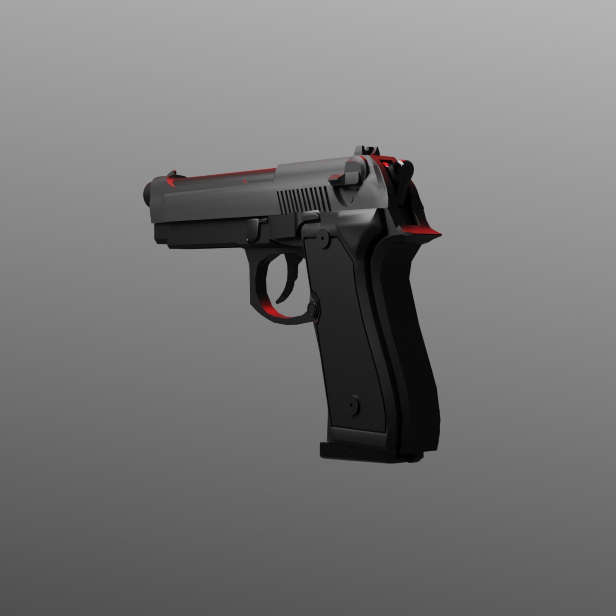 Beretta pistol Low-poly 3D model_1
