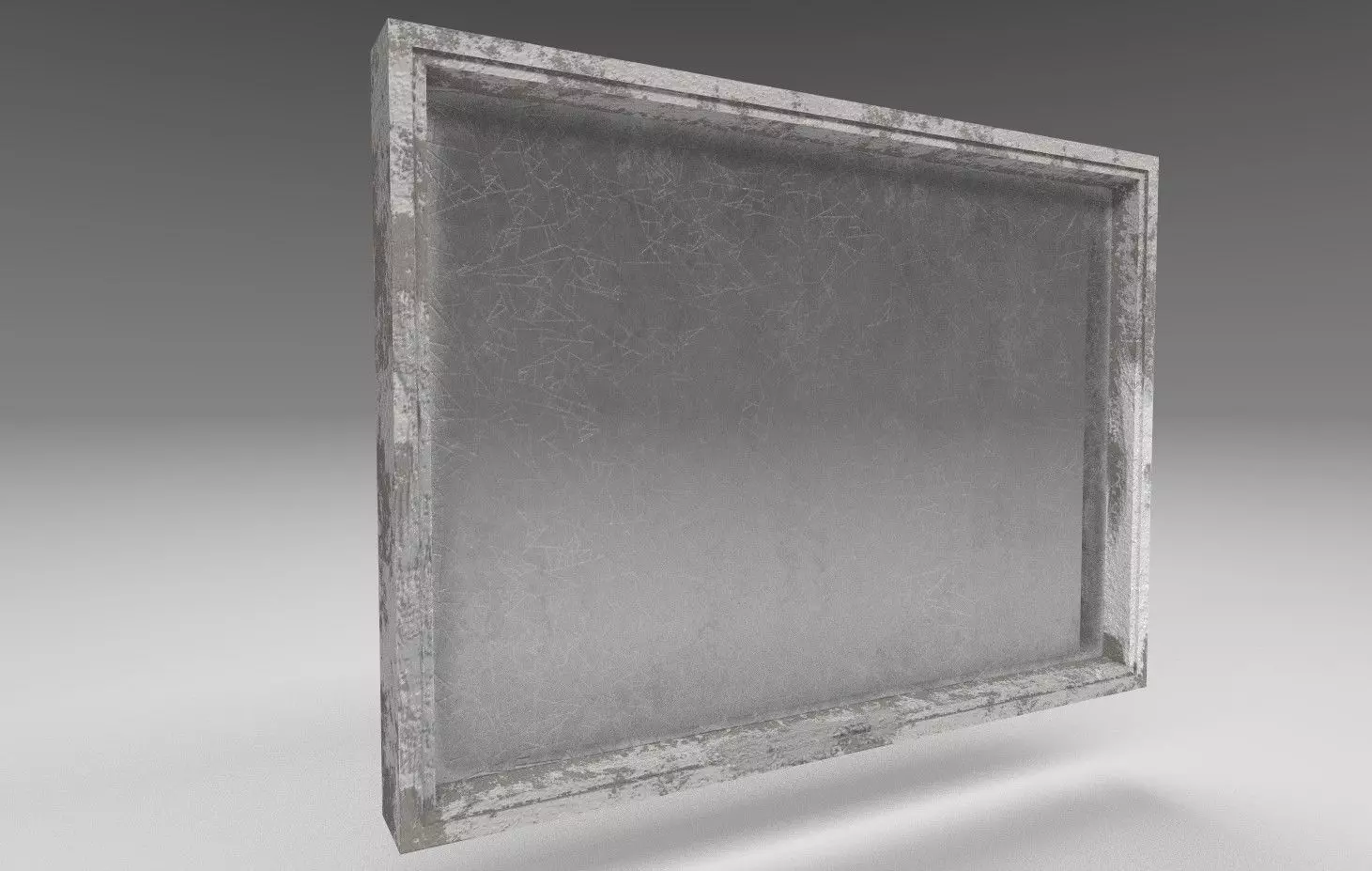 Dirty low poly simple window with scratched glass Low-poly 3D model_0