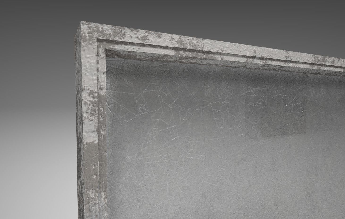 Dirty low poly simple window with scratched glass Low-poly 3D model_2