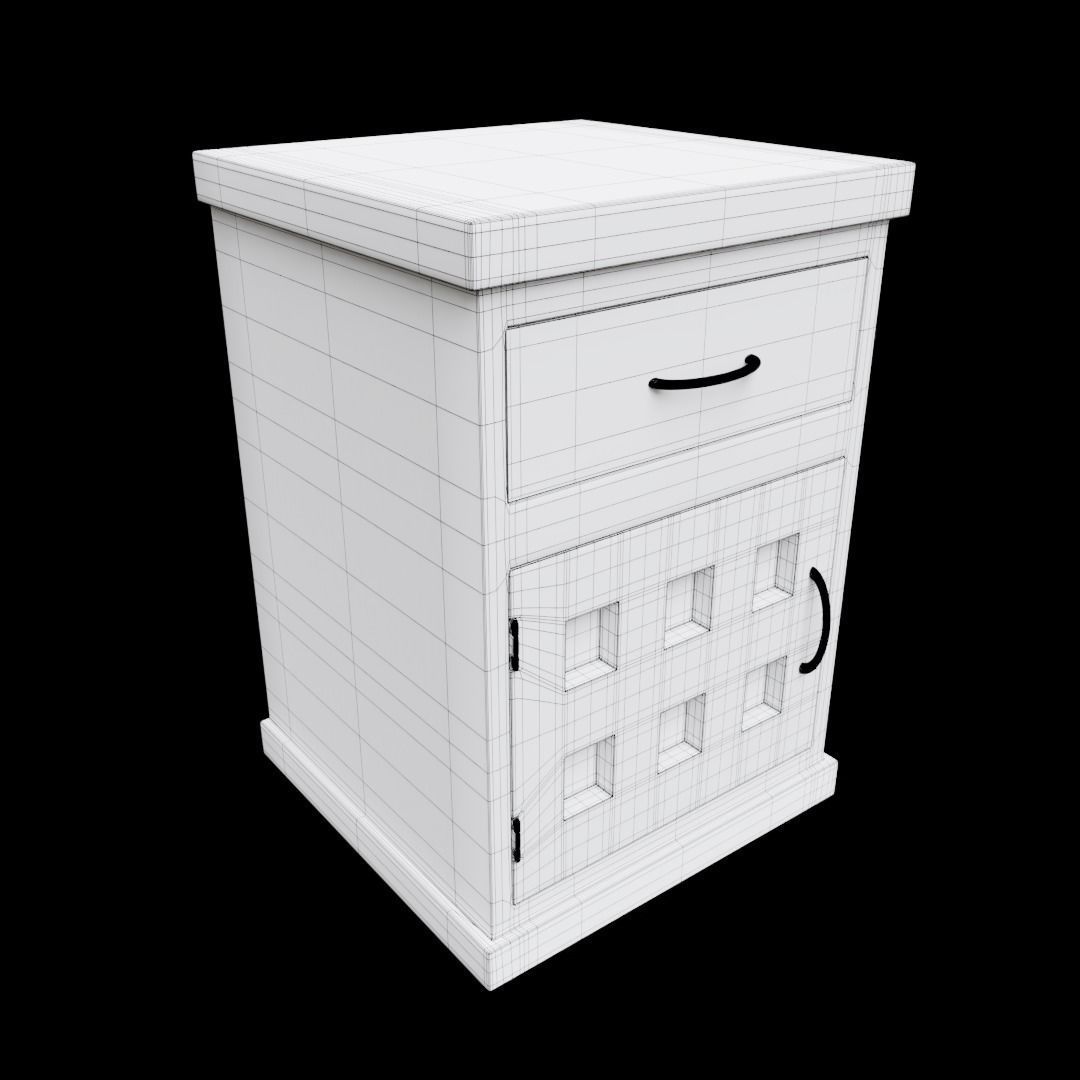 Nightstand bedside table with three drawers 3D model_11