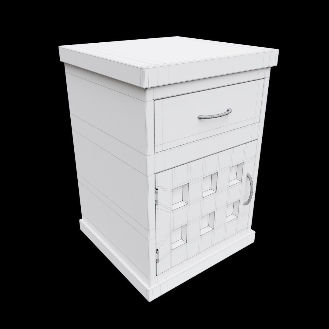 Nightstand bedside table with three drawers 3D model_10