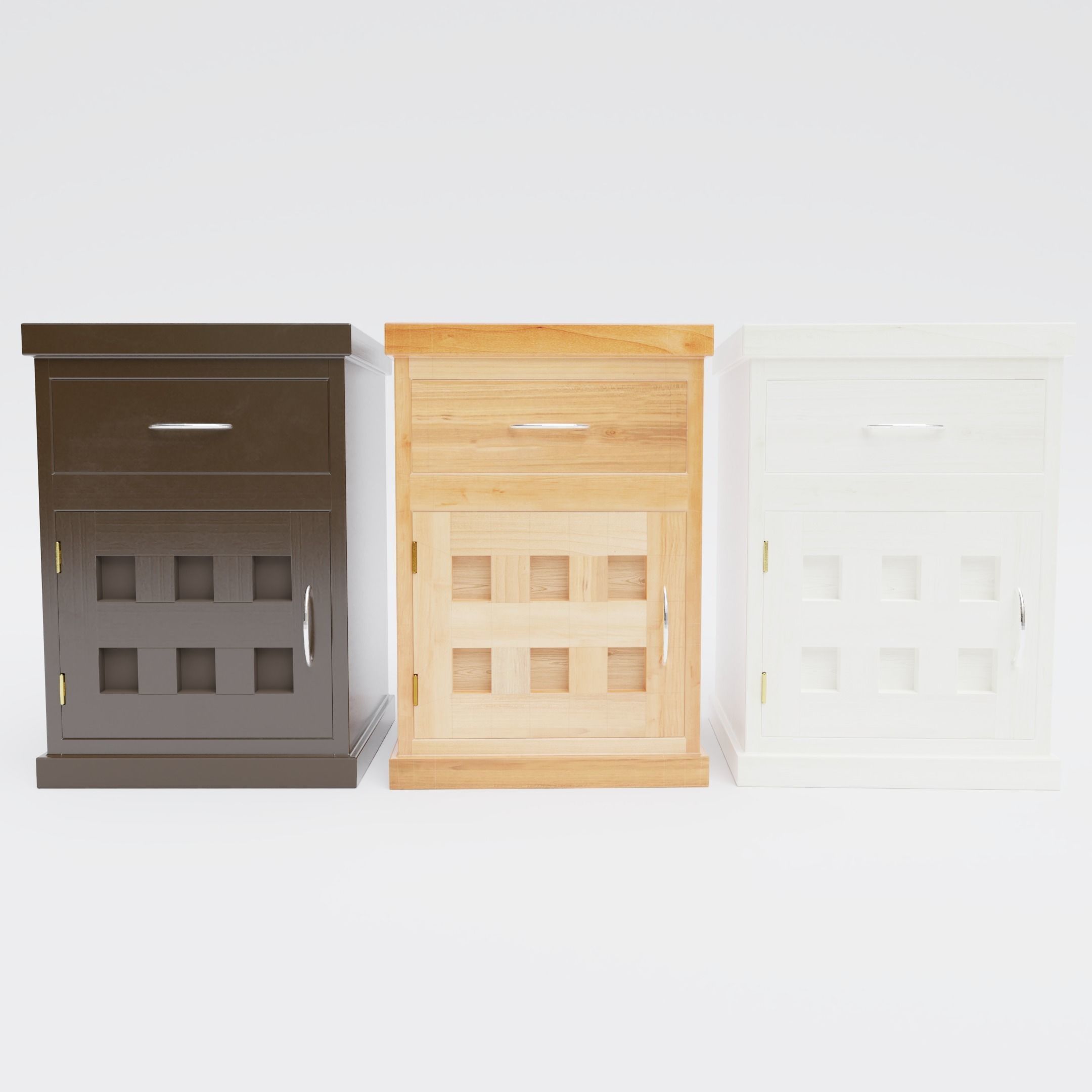 Nightstand bedside table with three drawers 3D model_2