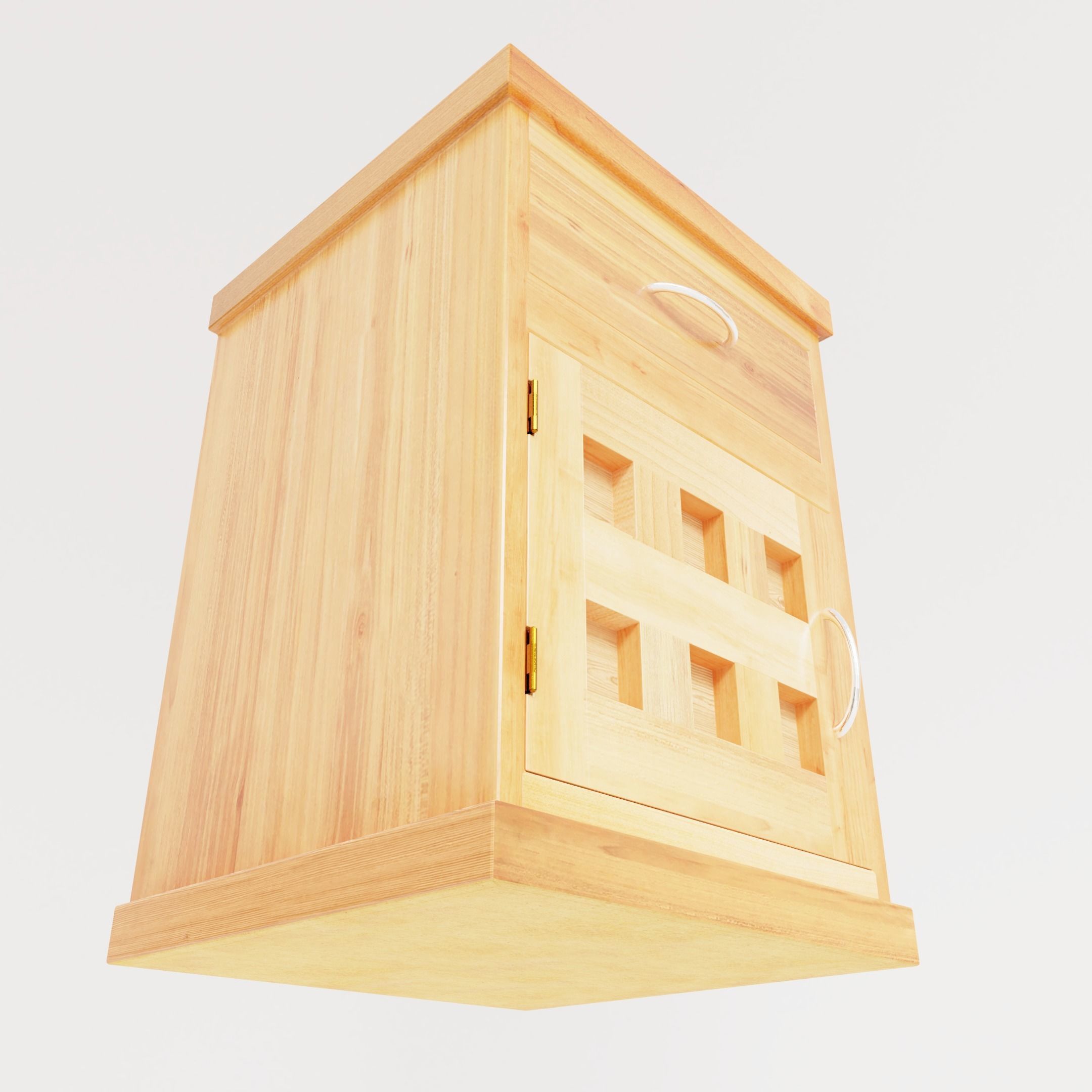 Nightstand bedside table with three drawers 3D model_7