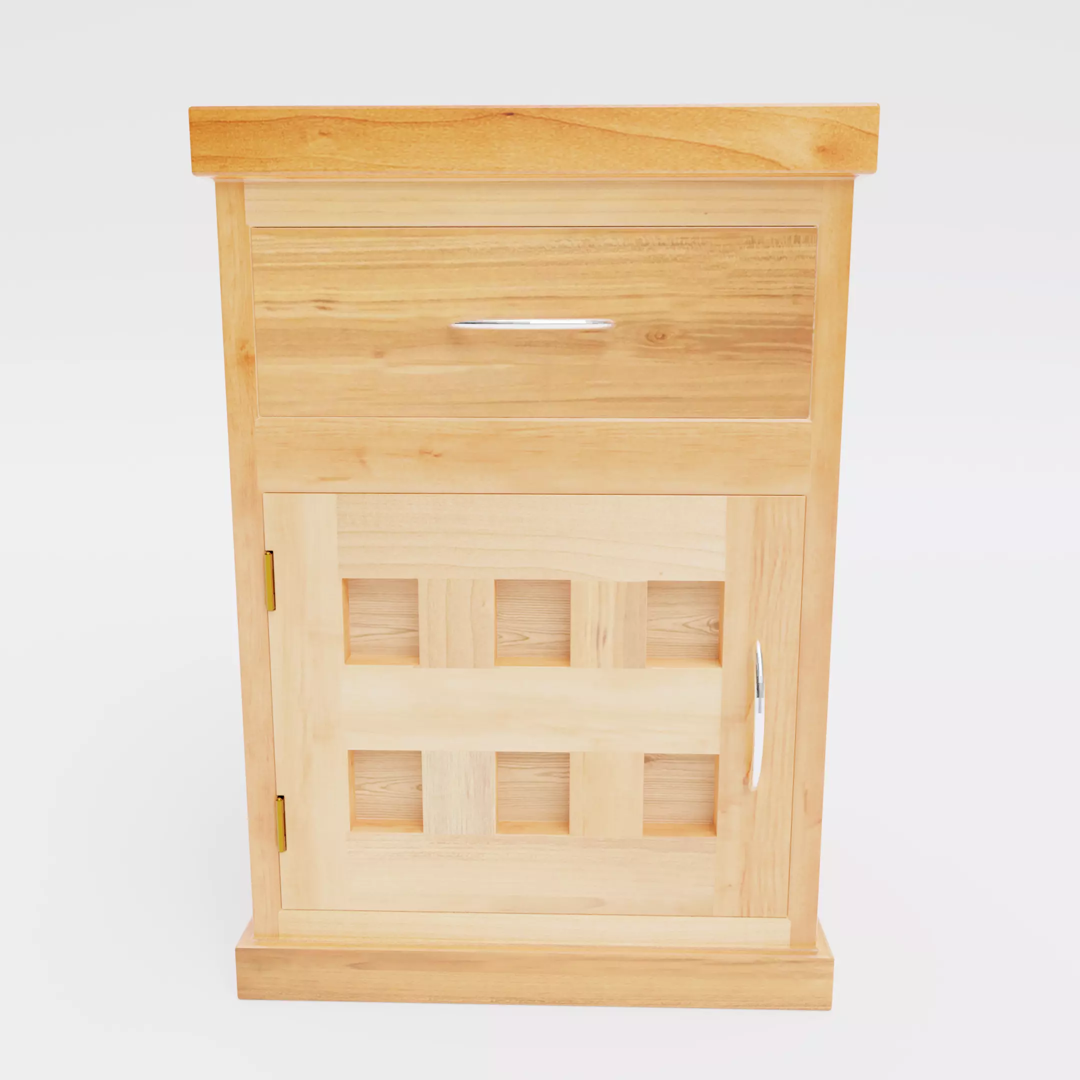 Nightstand bedside table with three drawers 3D model_0