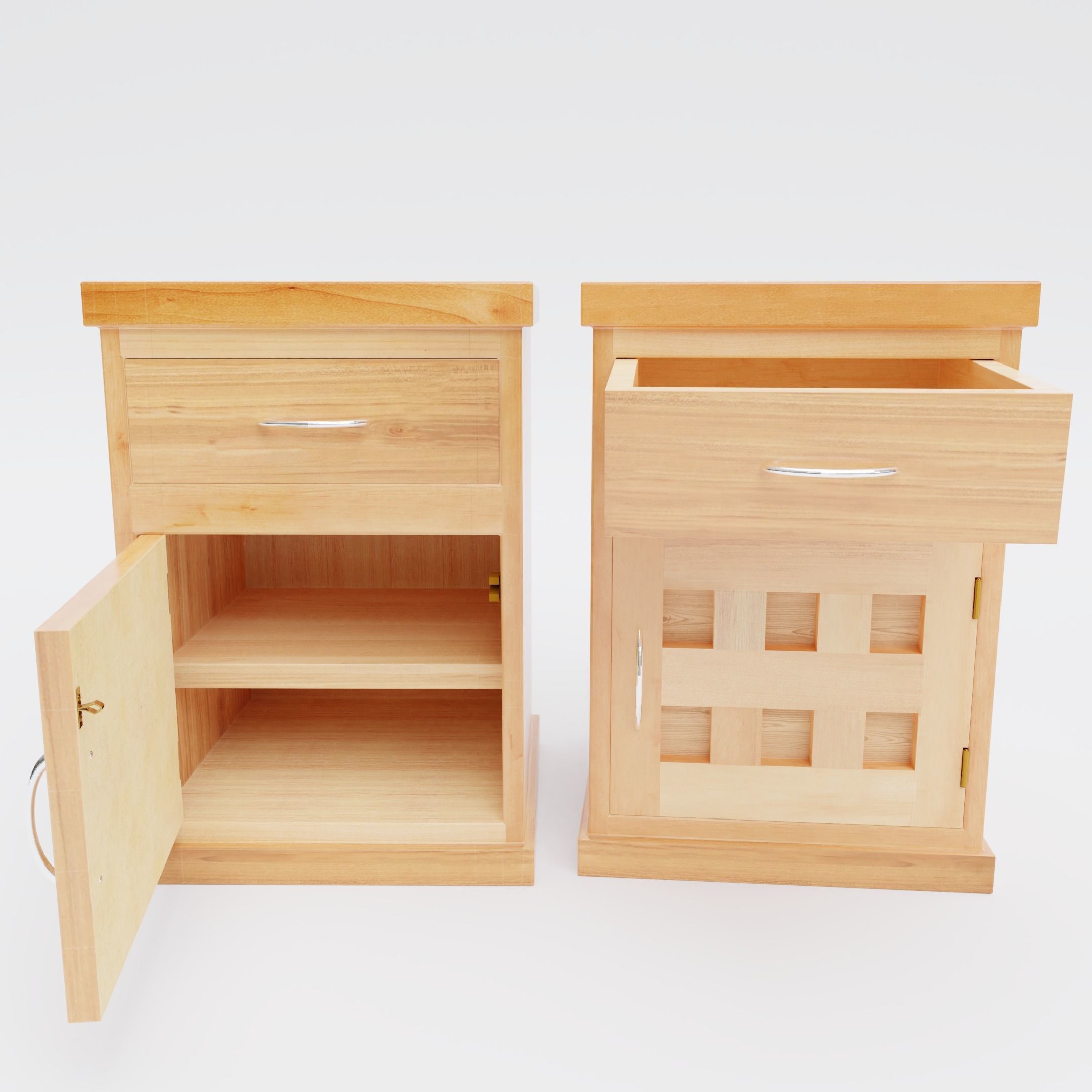 Nightstand bedside table with three drawers 3D model_1