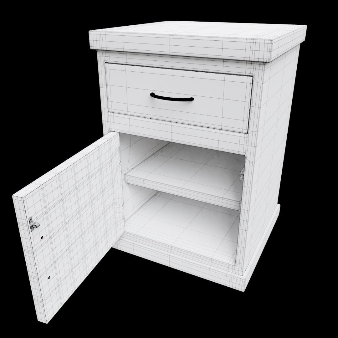 Nightstand bedside table with three drawers 3D model_13