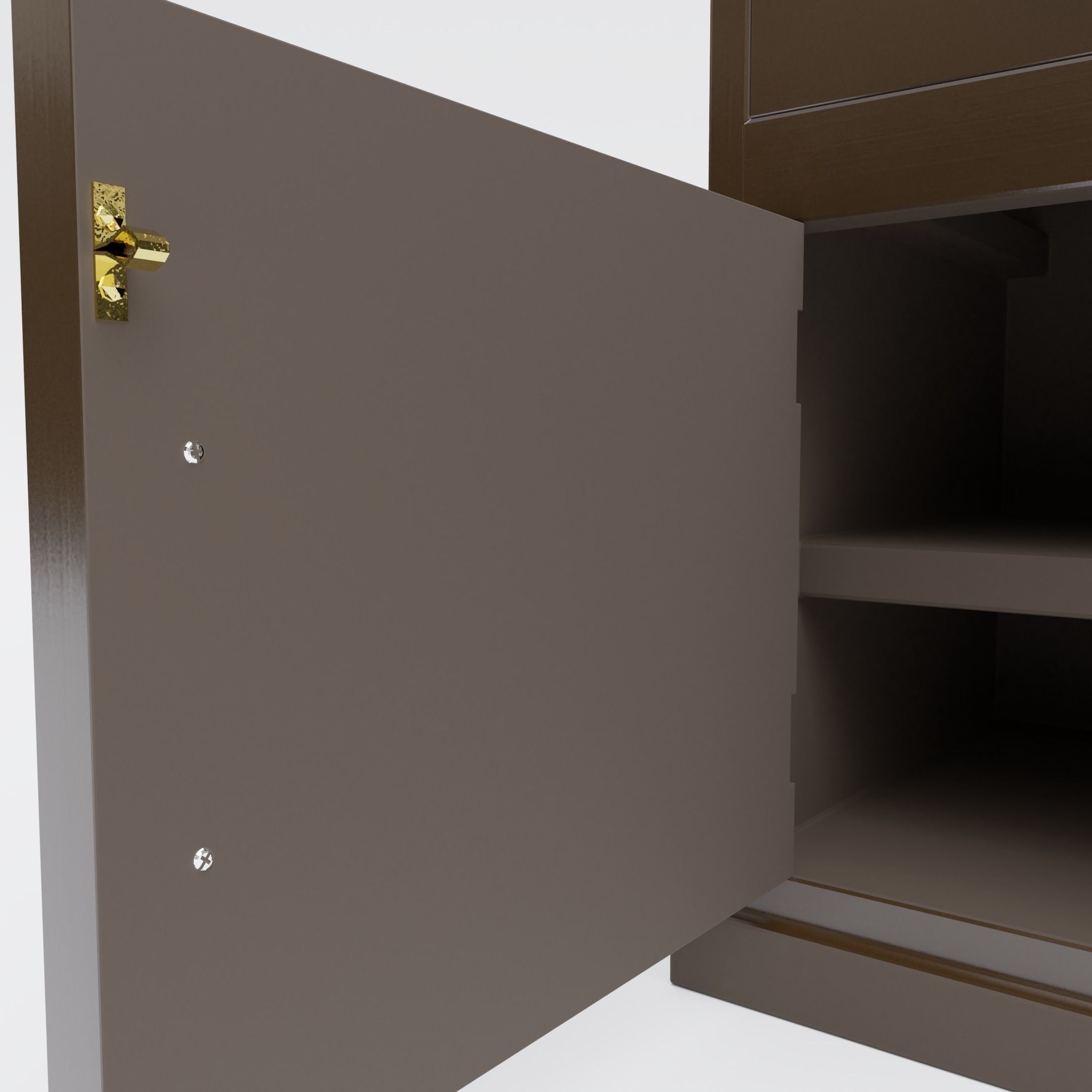 Nightstand bedside table with three drawers 3D model_8