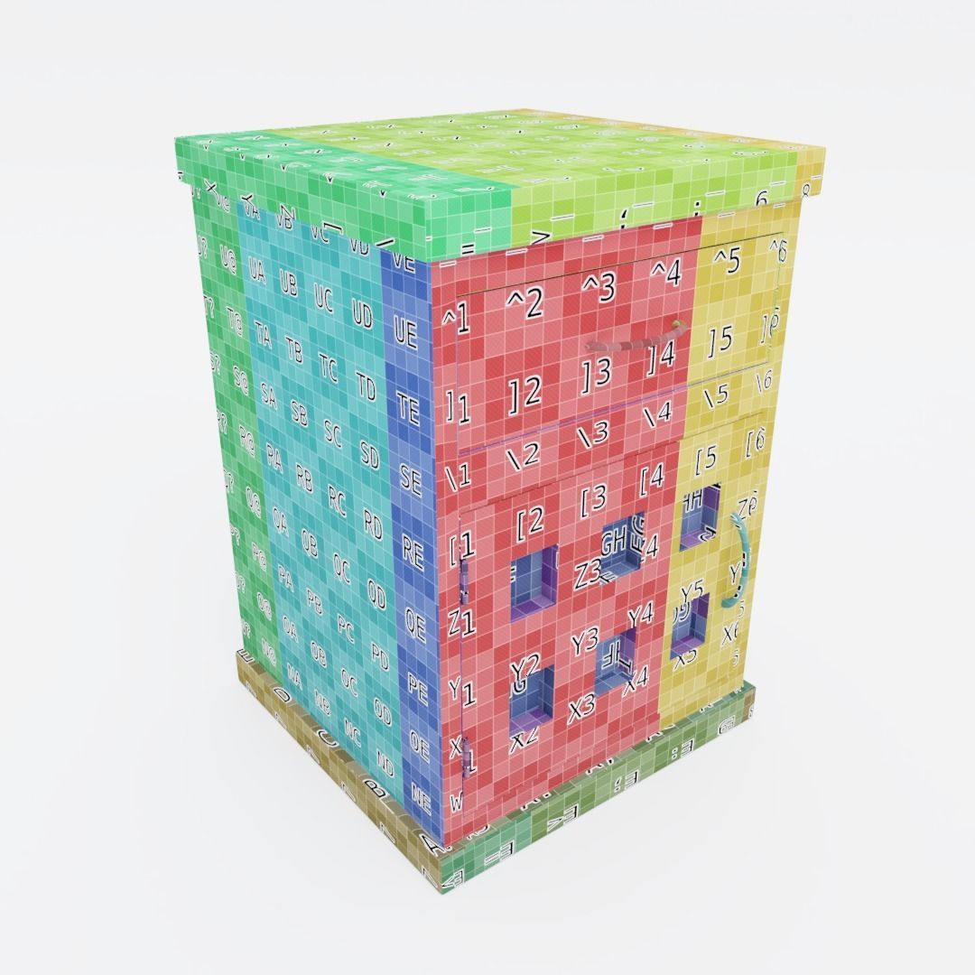 Nightstand bedside table with three drawers 3D model_15