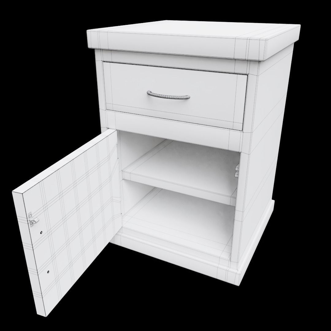 Nightstand bedside table with three drawers 3D model_12