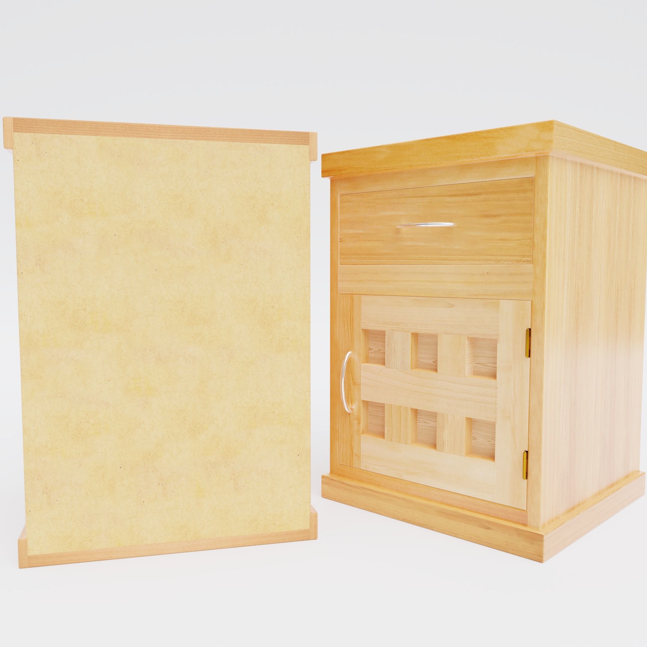 Nightstand bedside table with three drawers 3D model_3