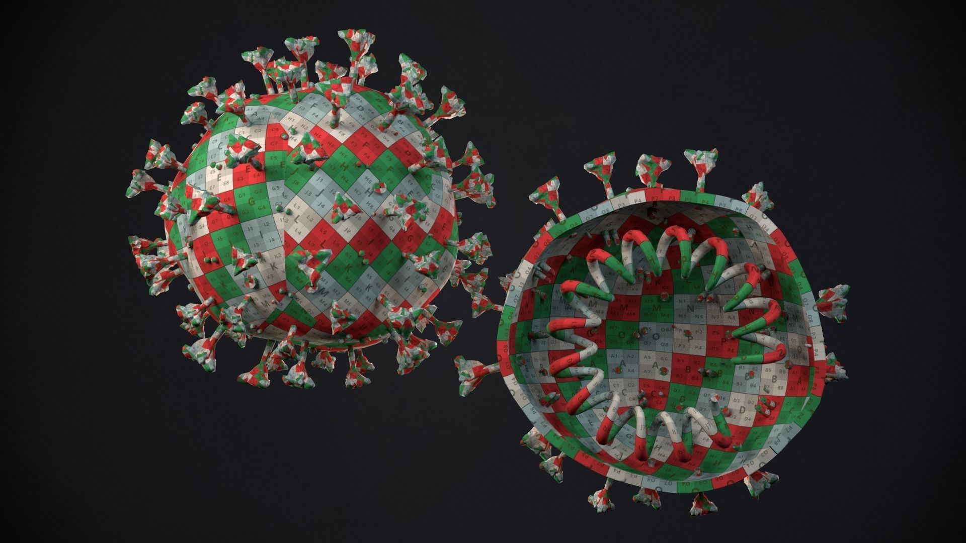 Coronavirus SARS CoV 2 Low-poly 3D model_5