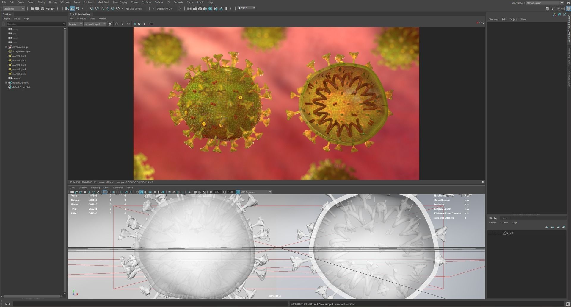 Coronavirus SARS CoV 2 Low-poly 3D model_6