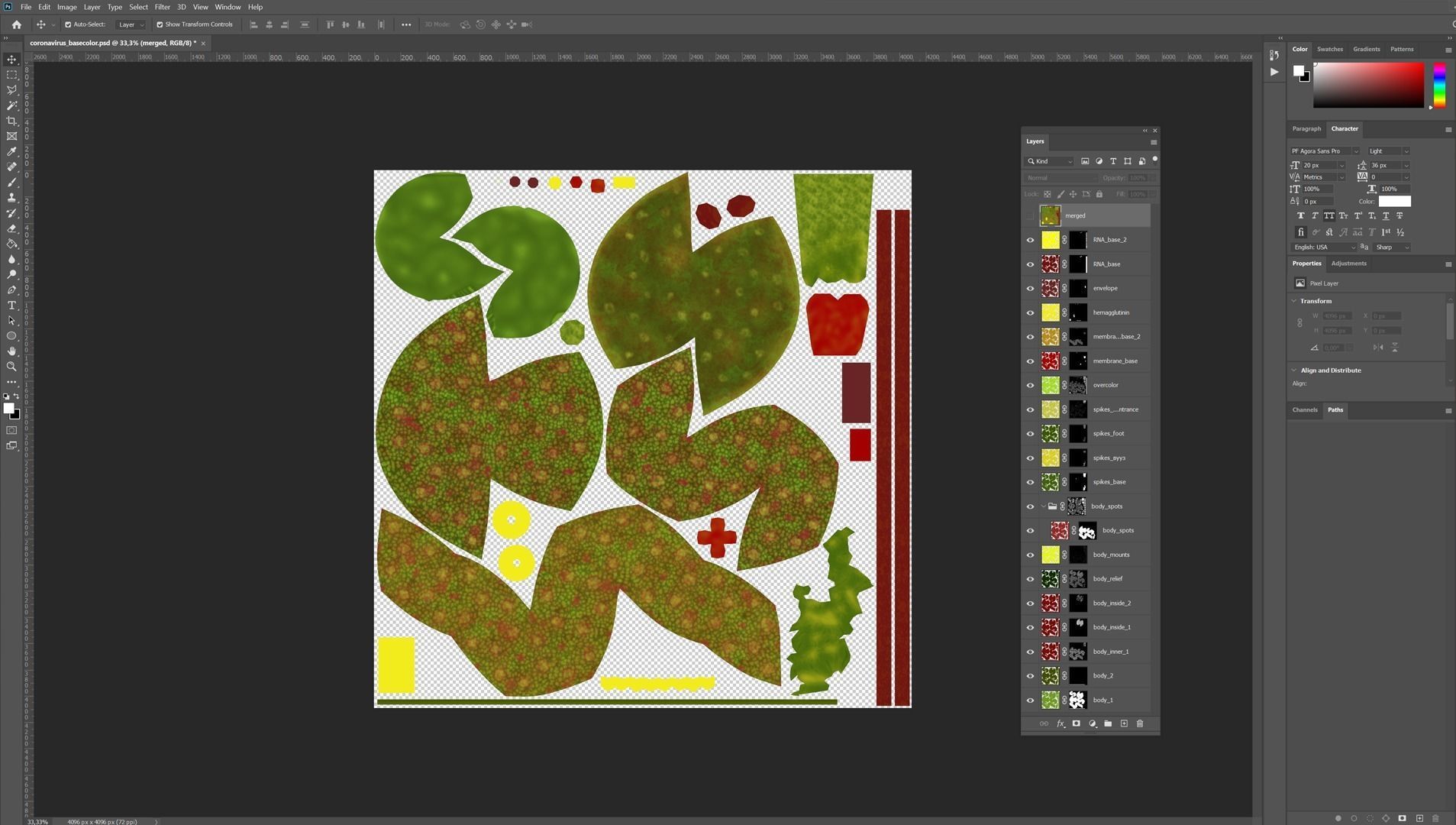 Coronavirus SARS CoV 2 Low-poly 3D model_12